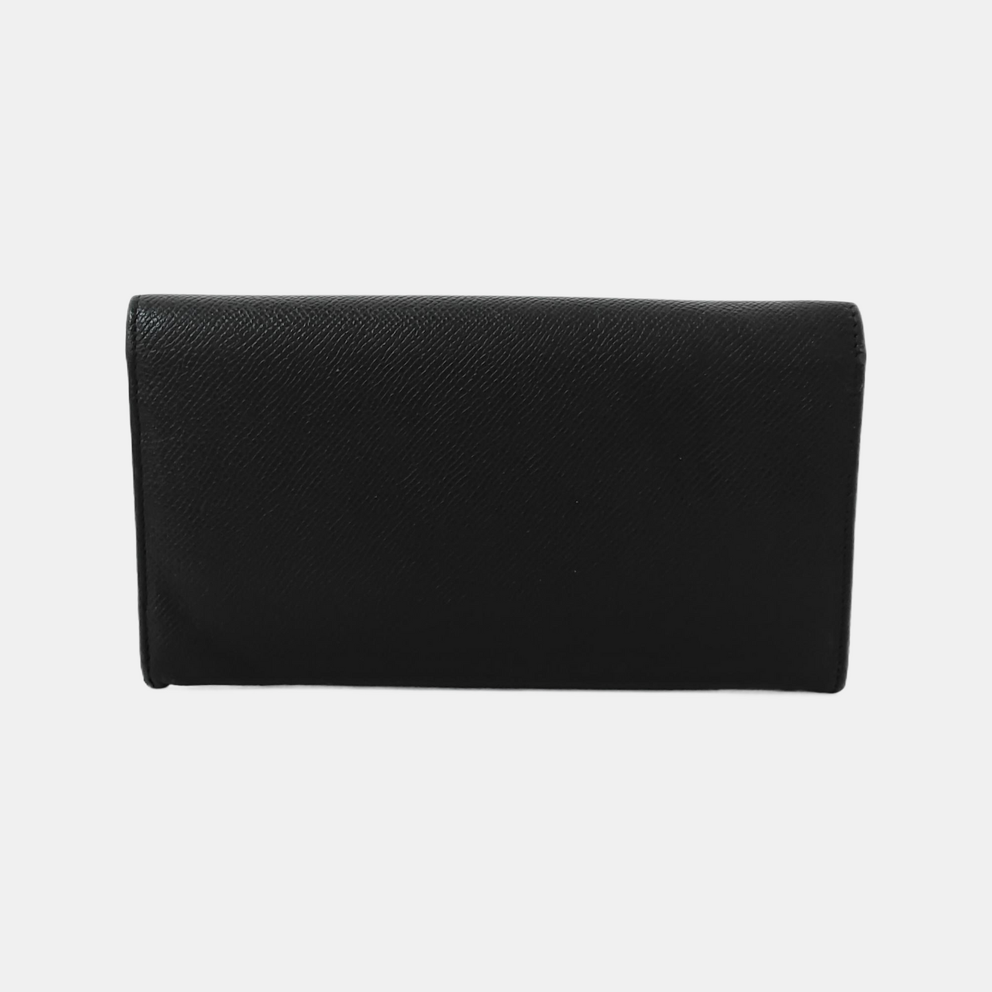 BVLGARI BVLGARI Black Cowhide Embossed Wallet Silver Hardware-(SKU)-942390366