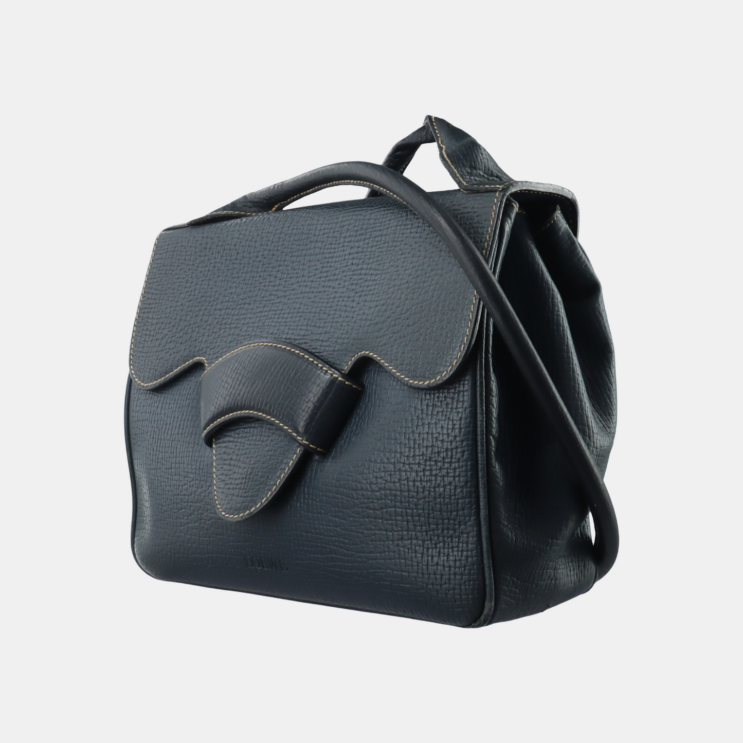 LOEWE Barcelona Dark Blue Cowhide Single Shoulder Bag Crossbody Bag Golden hardware-(SKU)-932491494