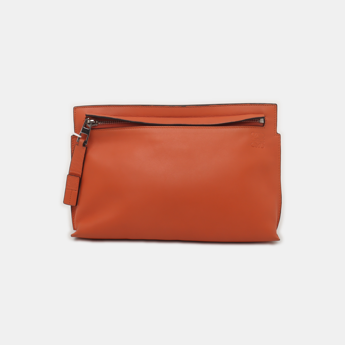 LOEWE T Pouch Orange Cowhide Crackle Handbag Golden hardware-(SKU)-940021177