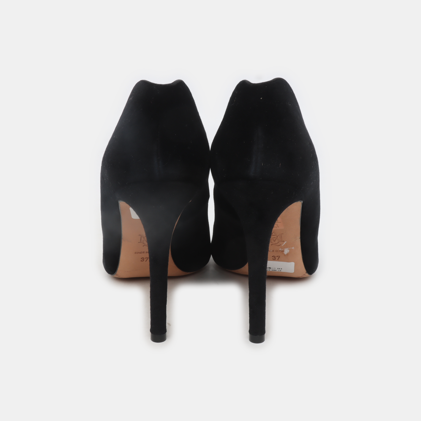 Alexander McQUEEN 37code Summer Black Suede Leather Women's High Heels-(SKU)-13863672