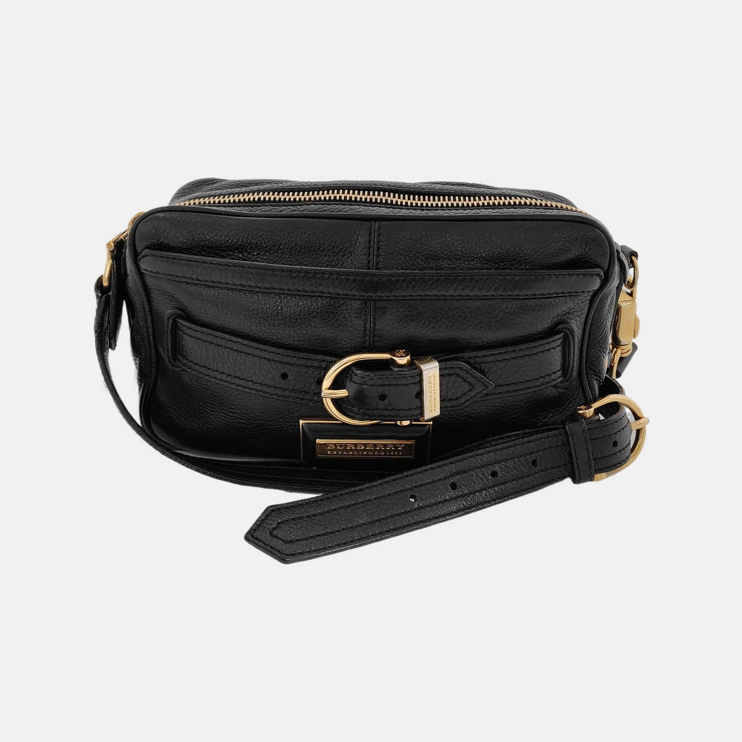 BURBERRY Black Leather Single Shoulder Bag Golden hardware-(SKU)-945938480