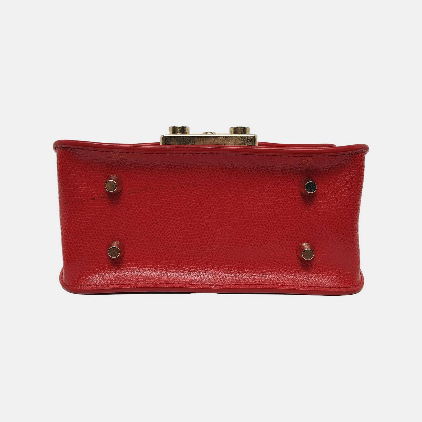 FURLA Red Leather Rivets Shoulder Bag Crossbody Bag Golden hardware-(SKU)-940159731