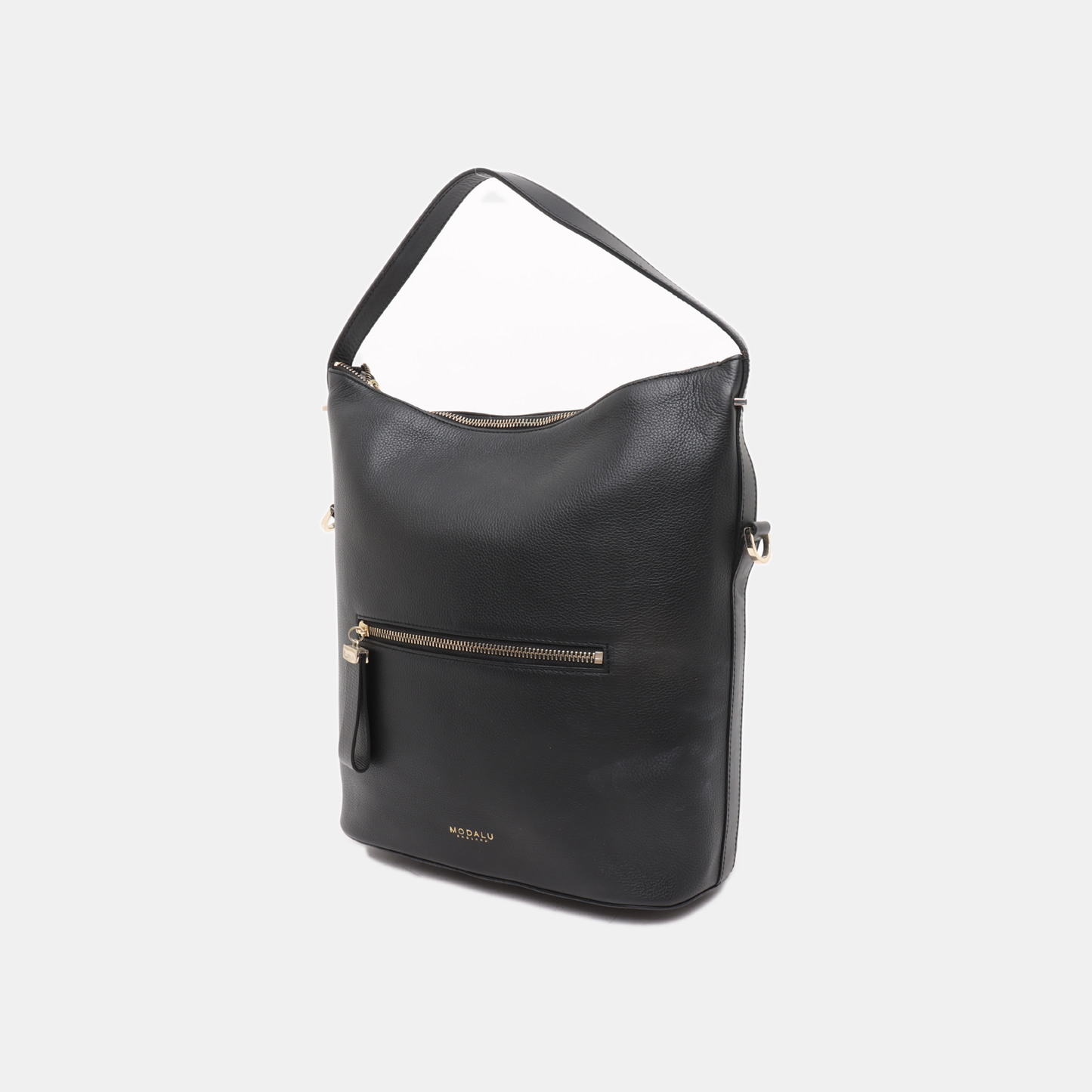 MODALU Bucket bag Black Leather Single Shoulder Bag Handbag Crossbody Golden hardware Removable shoulder strap-(SKU)-14487317