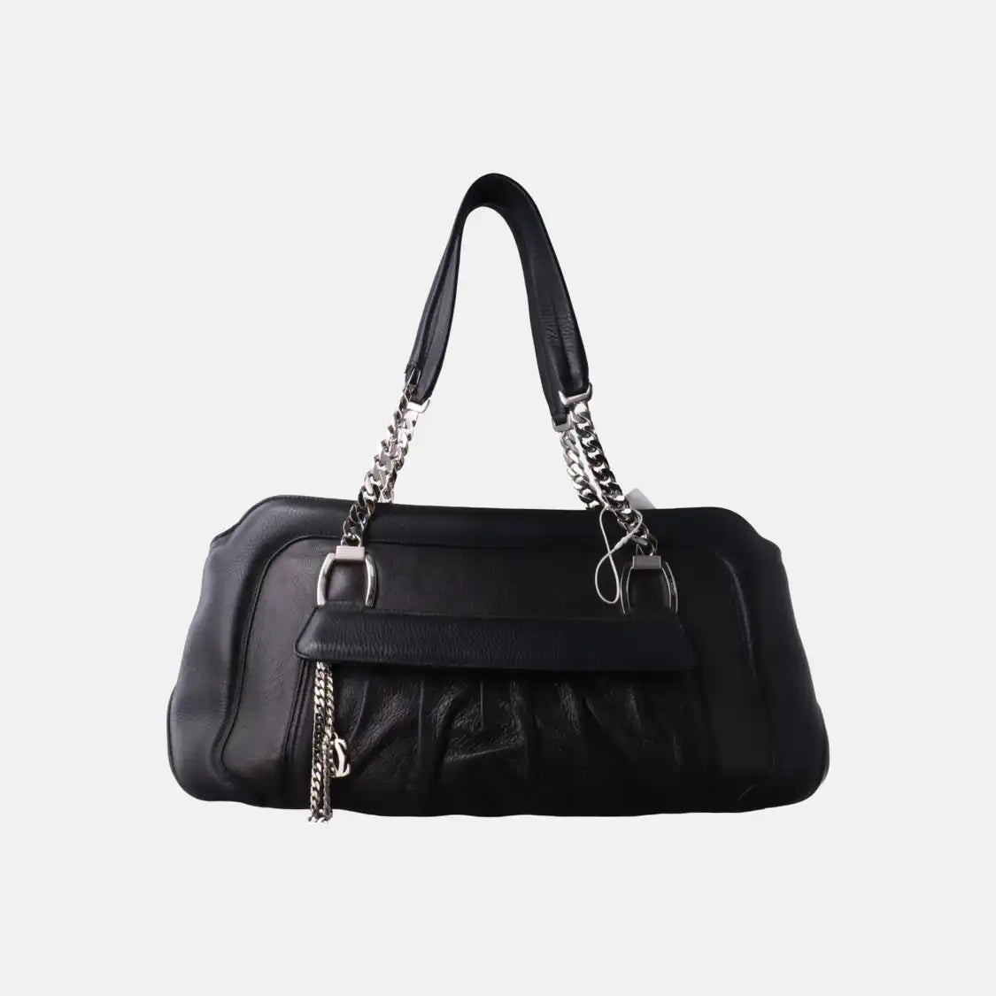 Cartier Tote bag Black Leather Single Shoulder Bag Silver Hardware-(SKU)-932283889