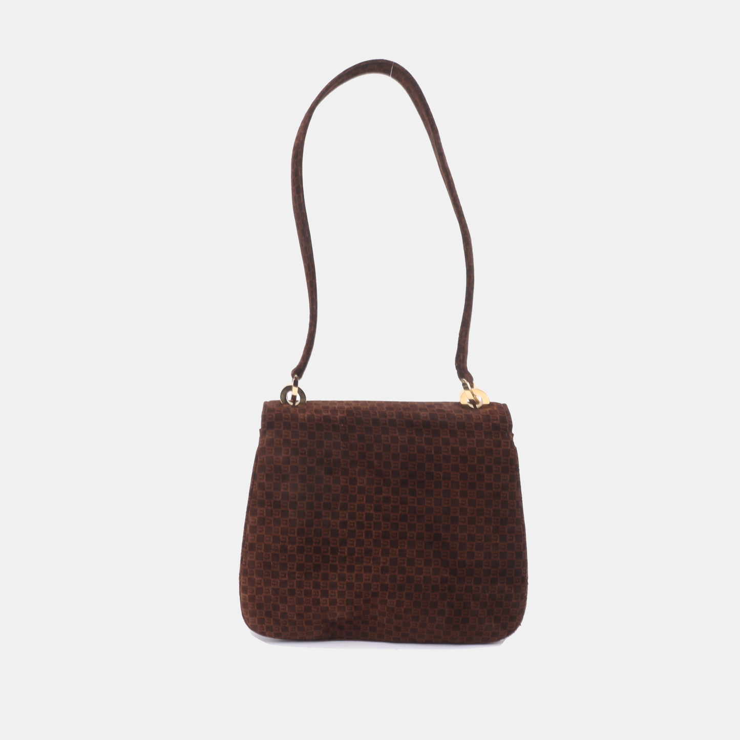 GUCCI Deep Brown Velvet Leather Single Shoulder Bag Golden hardware-(SKU)-13814601