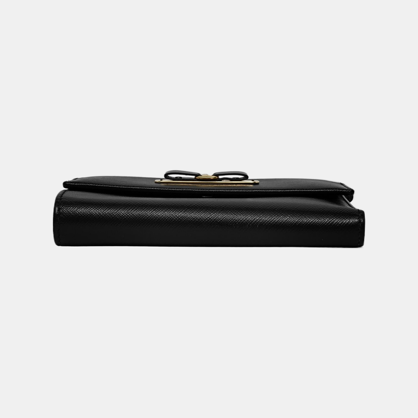 FERRAGAMO Black Leather Wallet Golden hardware-(SKU)-944079948