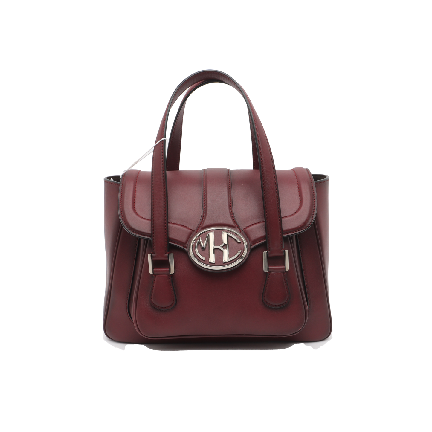 MICHAEL KORS Burgundy Leather Handbag Silver Hardware-(SKU)-937439090