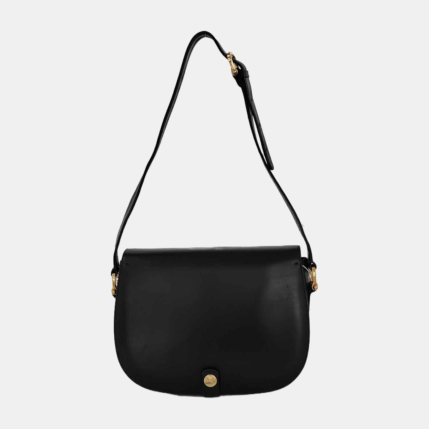CELINE Black Leather Patchwork Single Shoulder Bag Golden hardware-(SKU)-941503752
