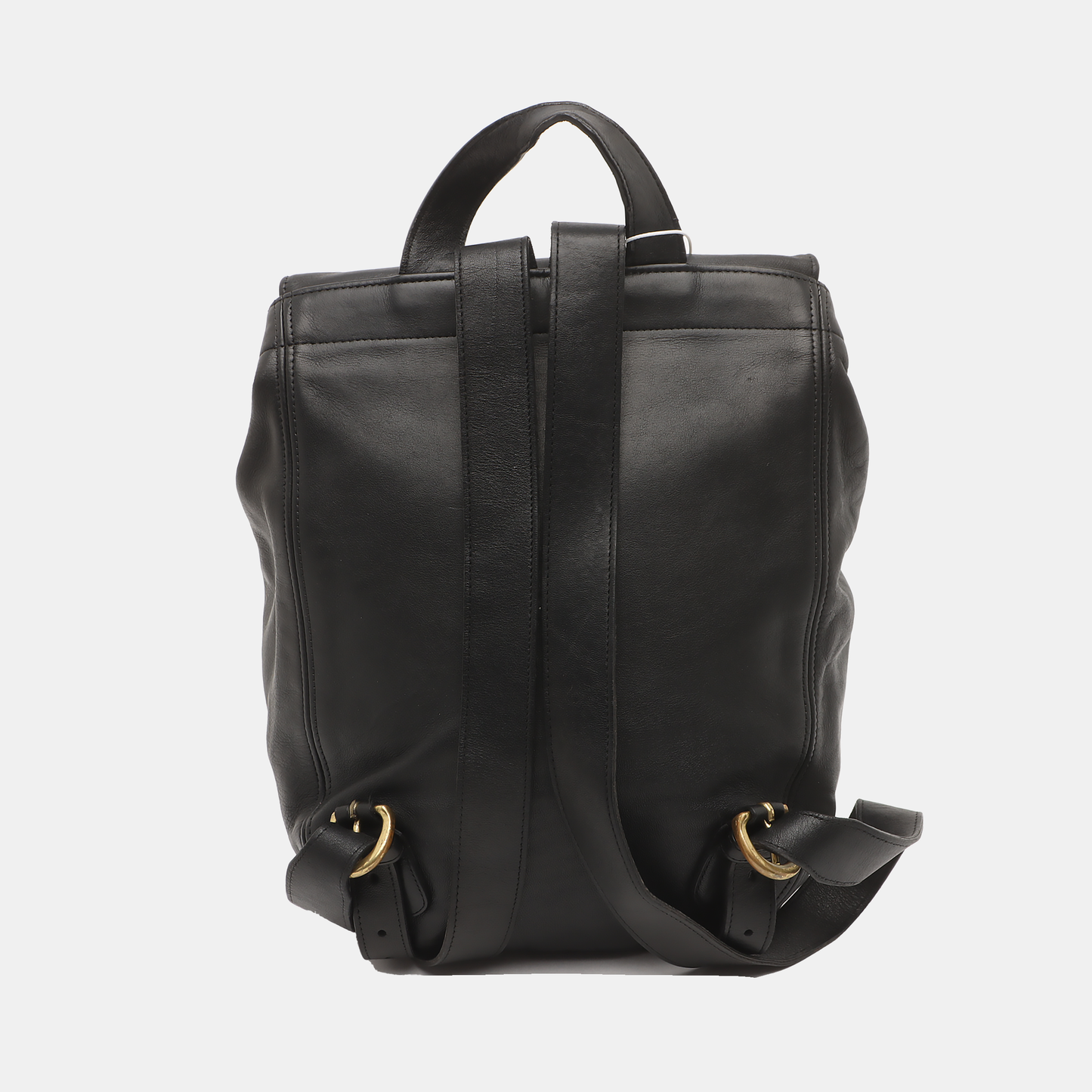 COACH Black Leather Backpack Tote Bag Golden hardware-(SKU)-930797685