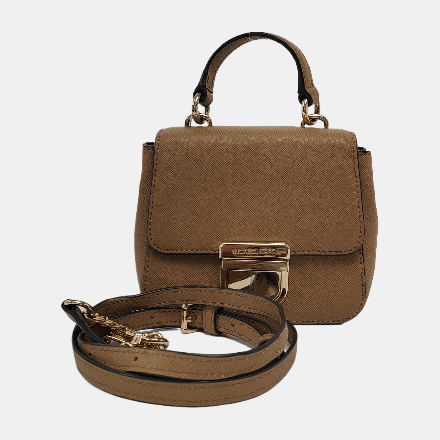 MICHAEL KORS Small size Khaki Leather Embossed Crossbody Bag, Handbag, Shoulder Bag Golden hardware Removable shoulder strap-(SKU)-940776973