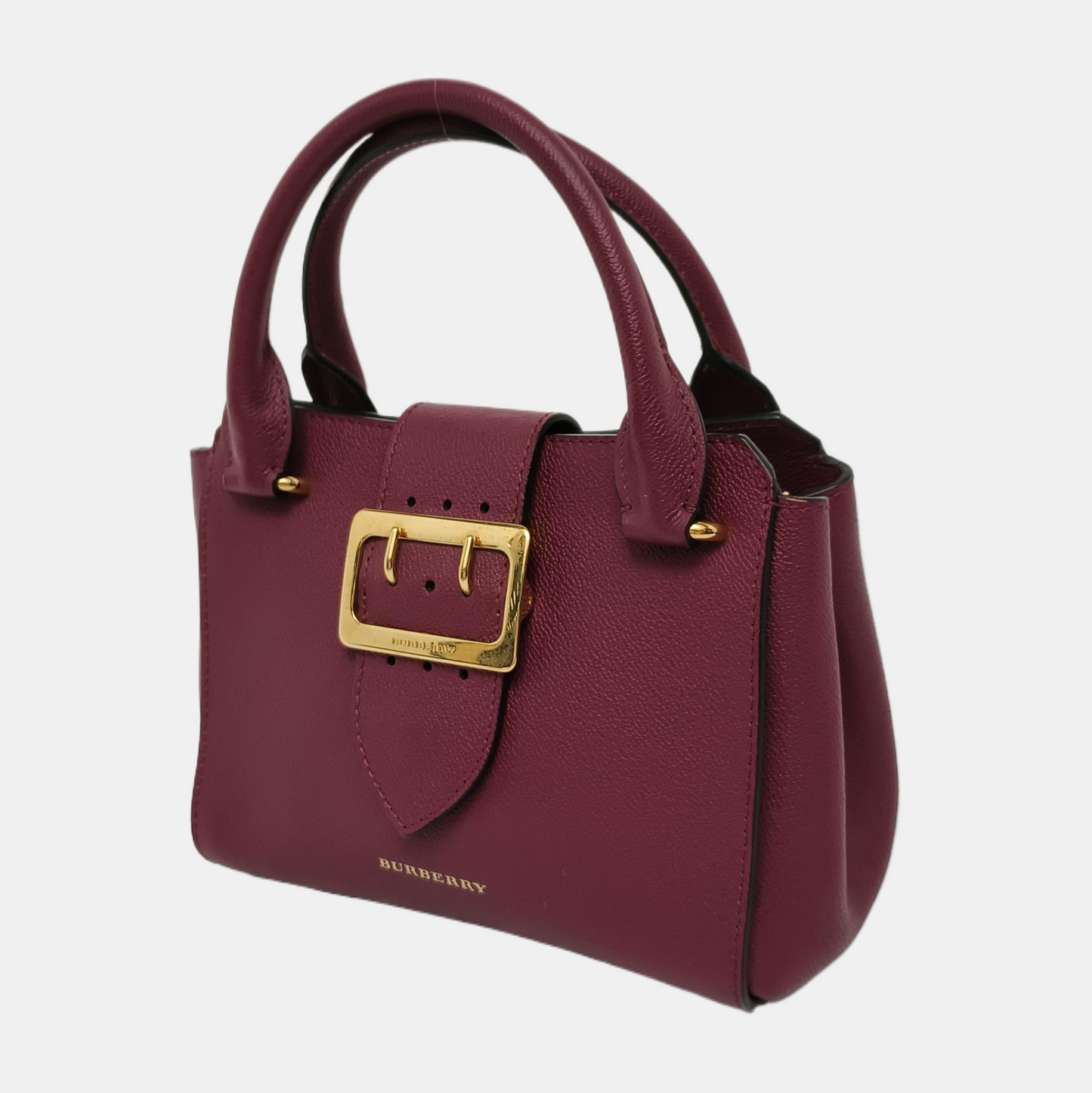 BURBERRY Buckle Burgundy Leather Single Shoulder Bag Golden hardware Removable shoulder strap-(SKU)-940108439