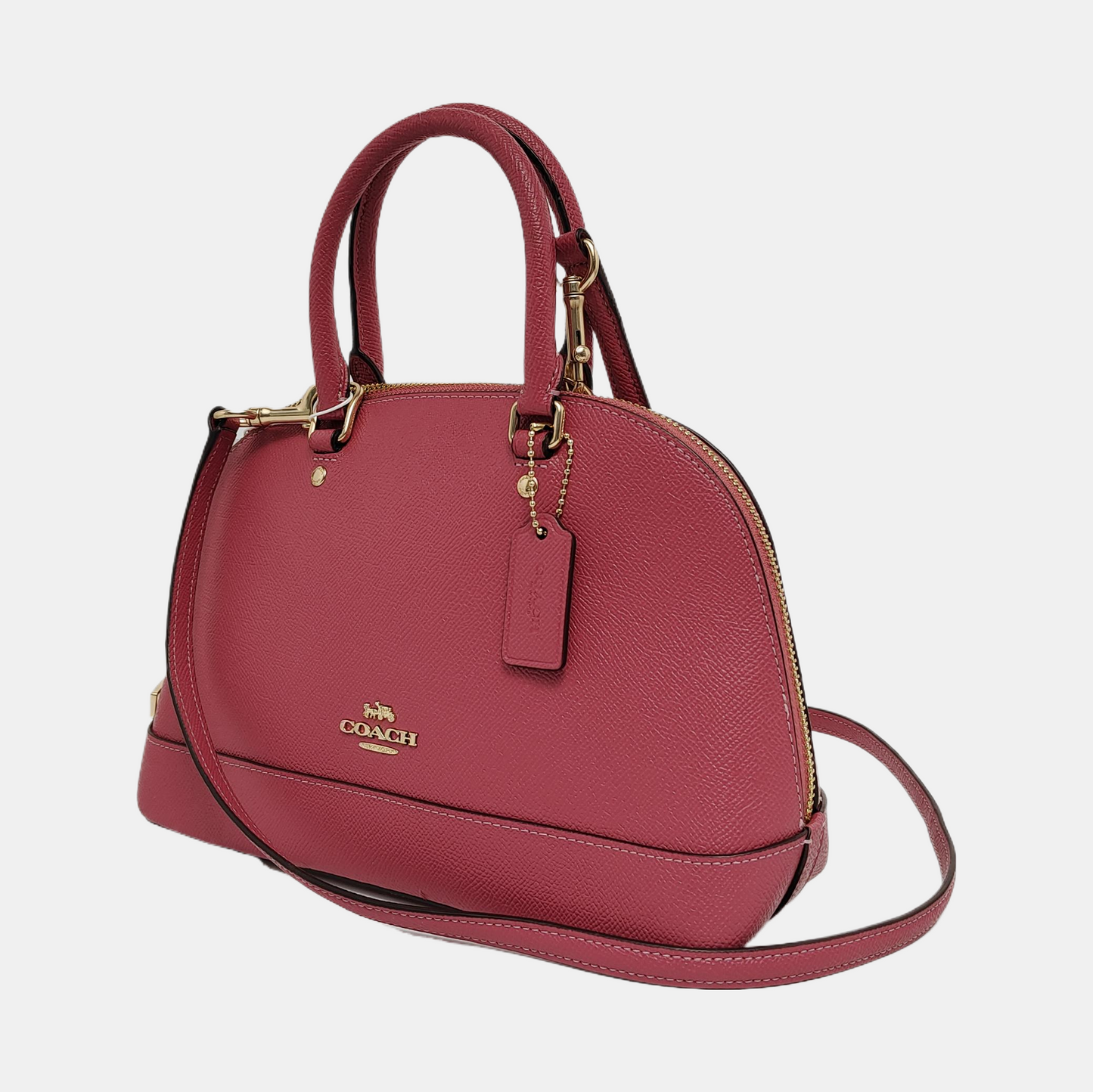 COACH SIERRA Medium size Rose Red Leather Single Shoulder Bag Crossbody Tote Golden hardware Removable shoulder strap-(SKU)-942911371