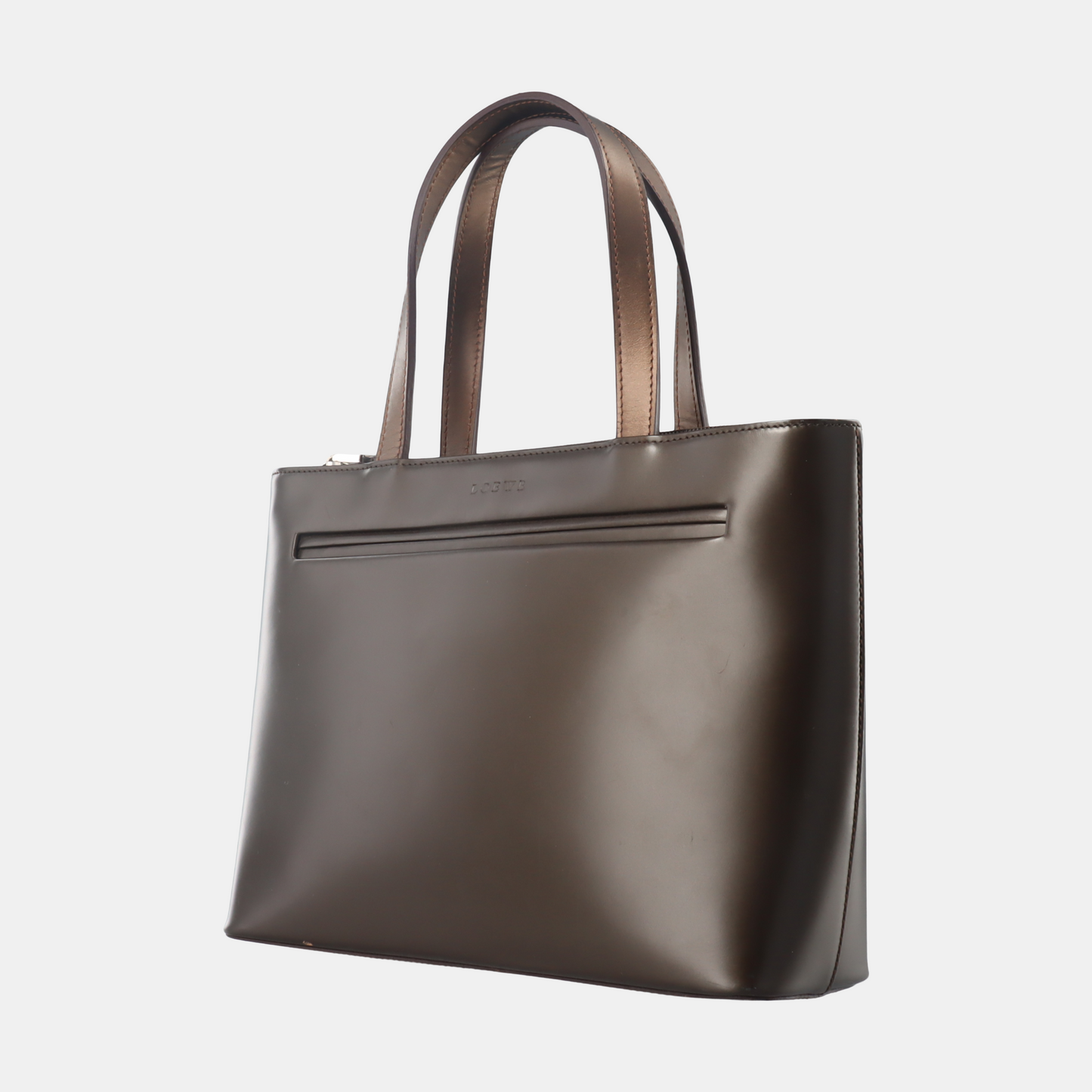 LOEWE T Pouch Dark Brown Leather Handbag Silver Hardware-(SKU)-13379220