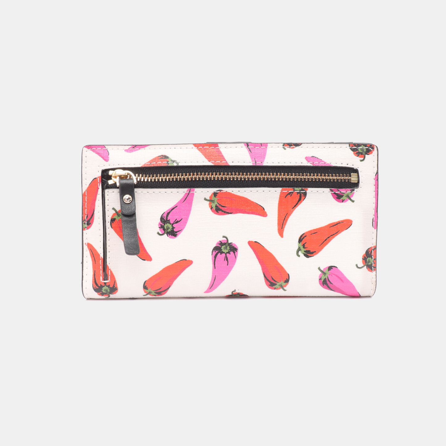 Kate Spade Large size White Leather Printed Wallet Golden hardware-(SKU)-13275737