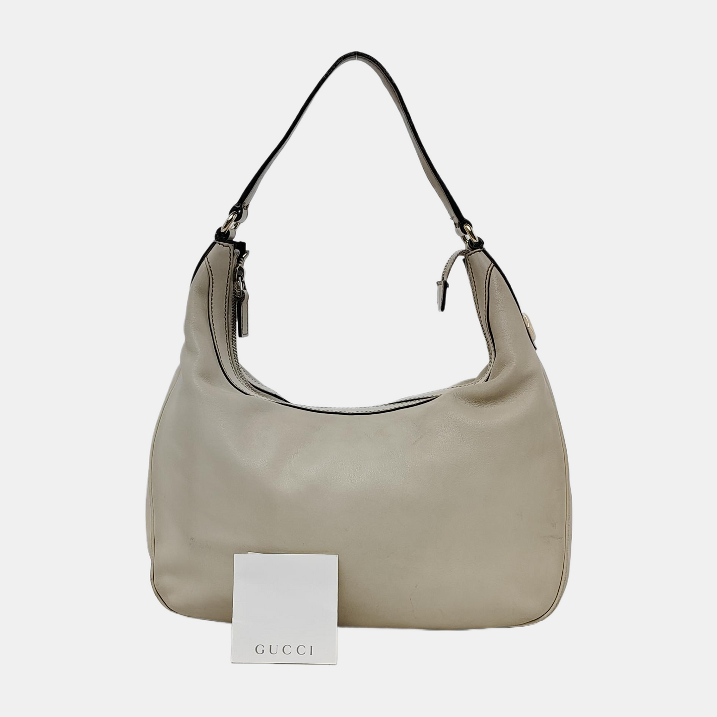 GUCCI White Cowhide Single Shoulder Bag Tote Golden hardware-(SKU)-944843713