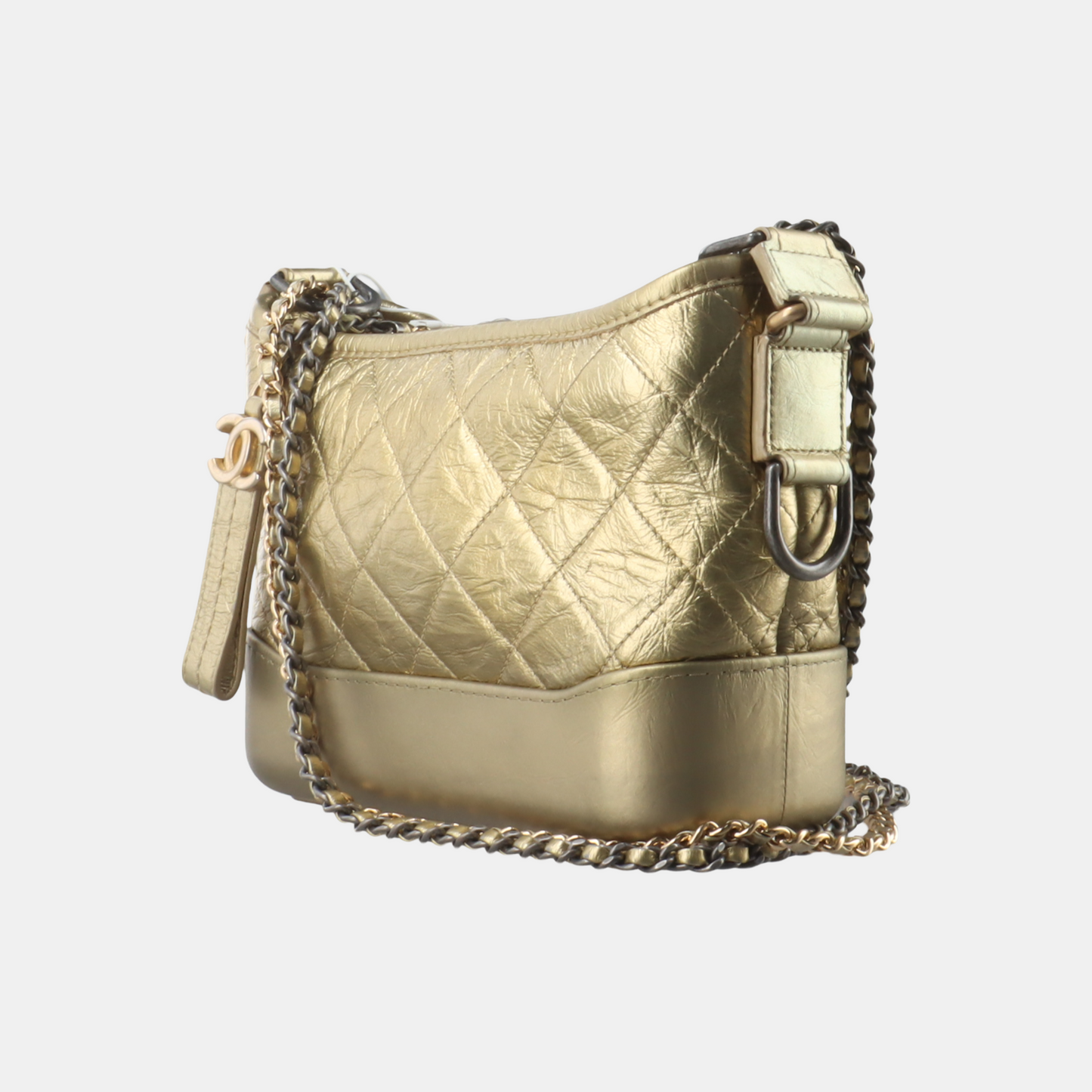 CHANEL GABRIELLE Small Size Gold Calfskin Quilted Crossbody Shoulder Bag Gold Hardware 25 Clasp Removable Strap-(SKU)-934408263