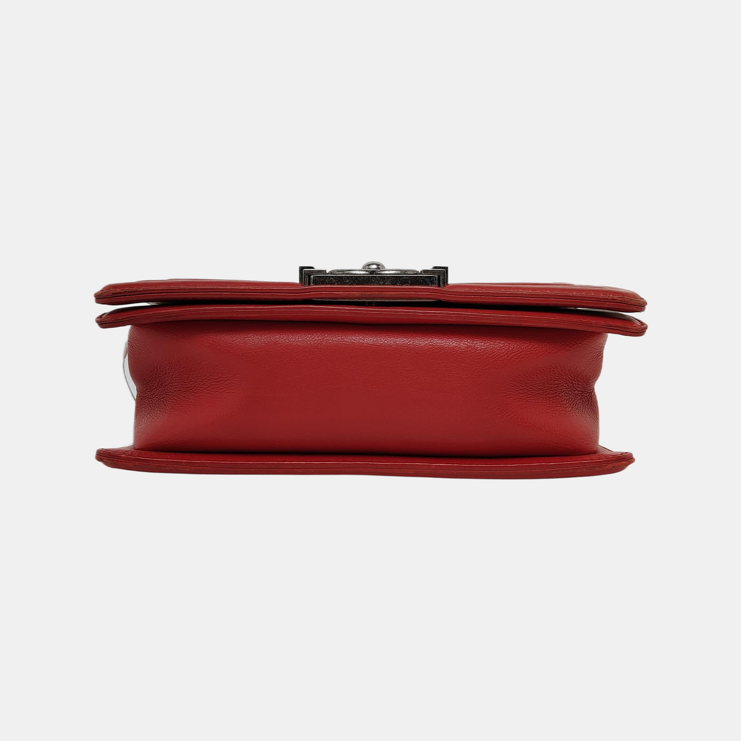 CHANEL BOY CHANEL Small Size Red Calfskin Quilted Chevron Single Shoulder Bag Crossbody Bag Rhodium Plated Hardware 18 Clasp Removable Shoulder Strap-(SKU)-943373745