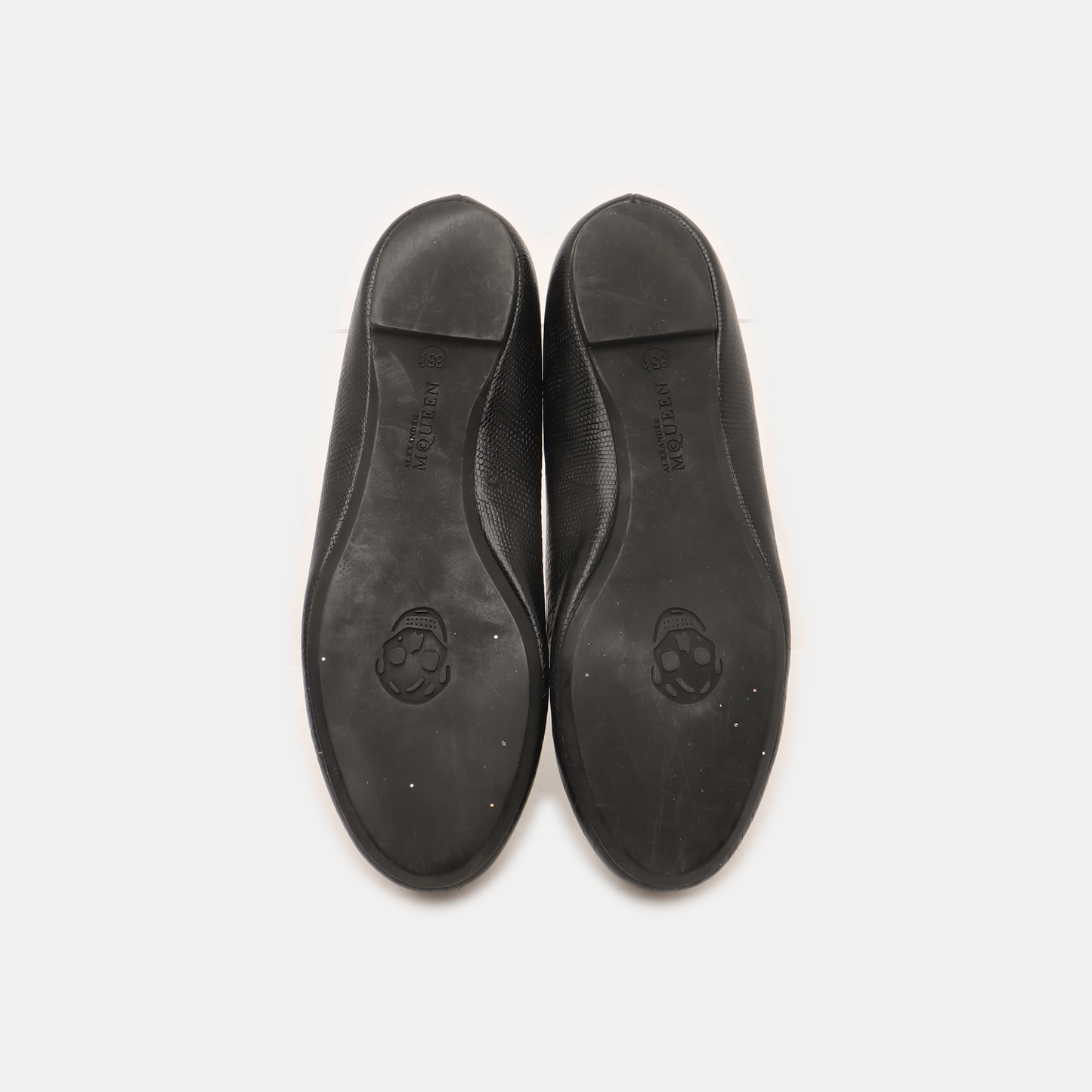 Alexander McQUEEN 35.5code Spring/Autumn Black Leather Women's Low-Cut Low-Heel Loafers-(SKU)-939893716