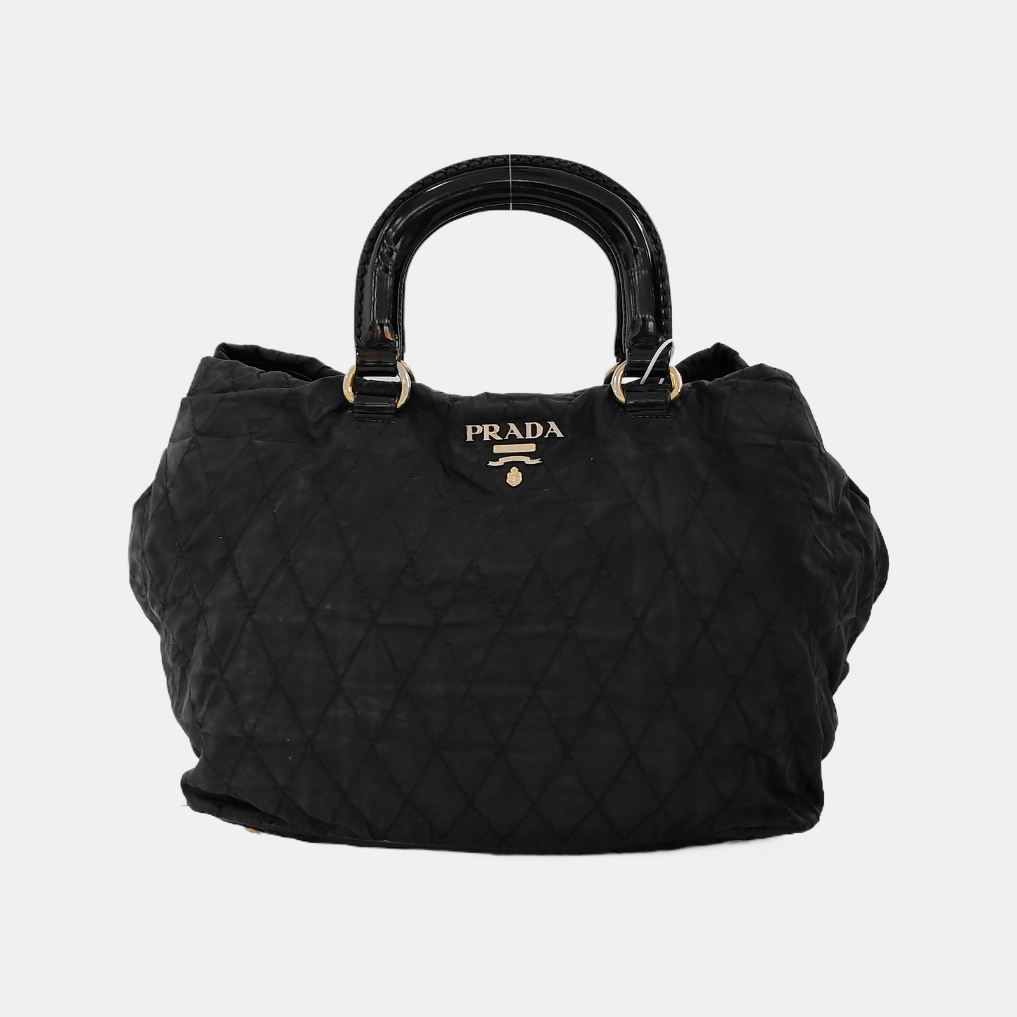 PRADA Gaufre Black Nylon Quilted Handbag Golden hardware-(SKU)-942136893
