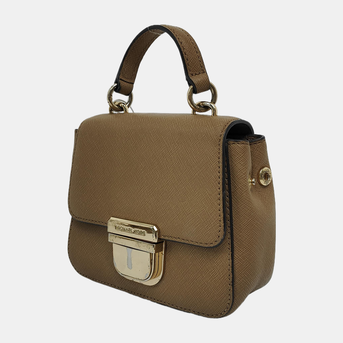 MICHAEL KORS Small size Khaki Leather Embossed Crossbody Bag, Handbag, Shoulder Bag Golden hardware Removable shoulder strap-(SKU)-940776973