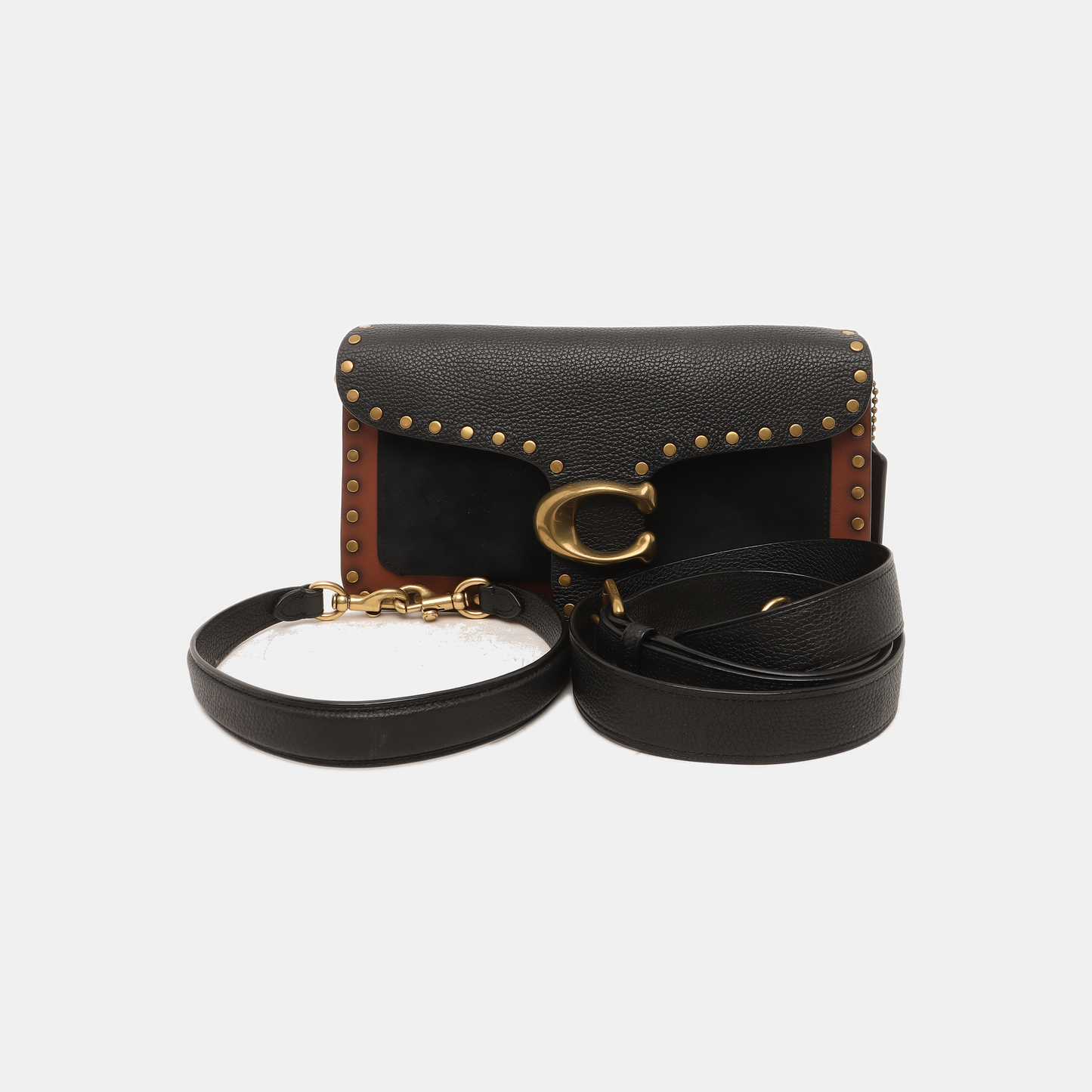 COACH TABBY 26 Black Leather Studs Crossbody Shoulder Bag Tote Shoulder Bag Golden hardware shoulder straps-(SKU)-940019966