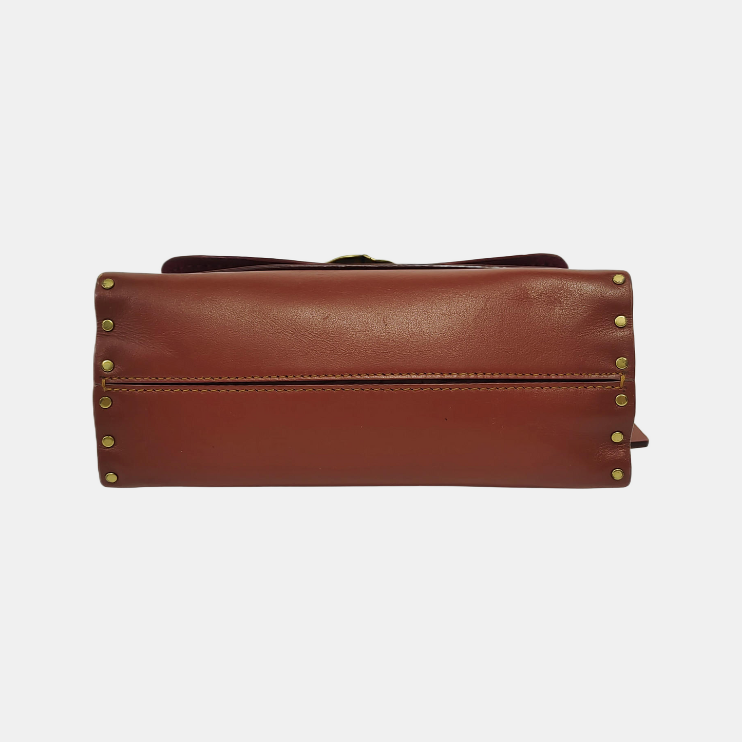 COACH PARKER 18 Brown Coated Canvas Monogrammed Studs Crossbody Shoulder Bag Golden hardware-(SKU)-944285676