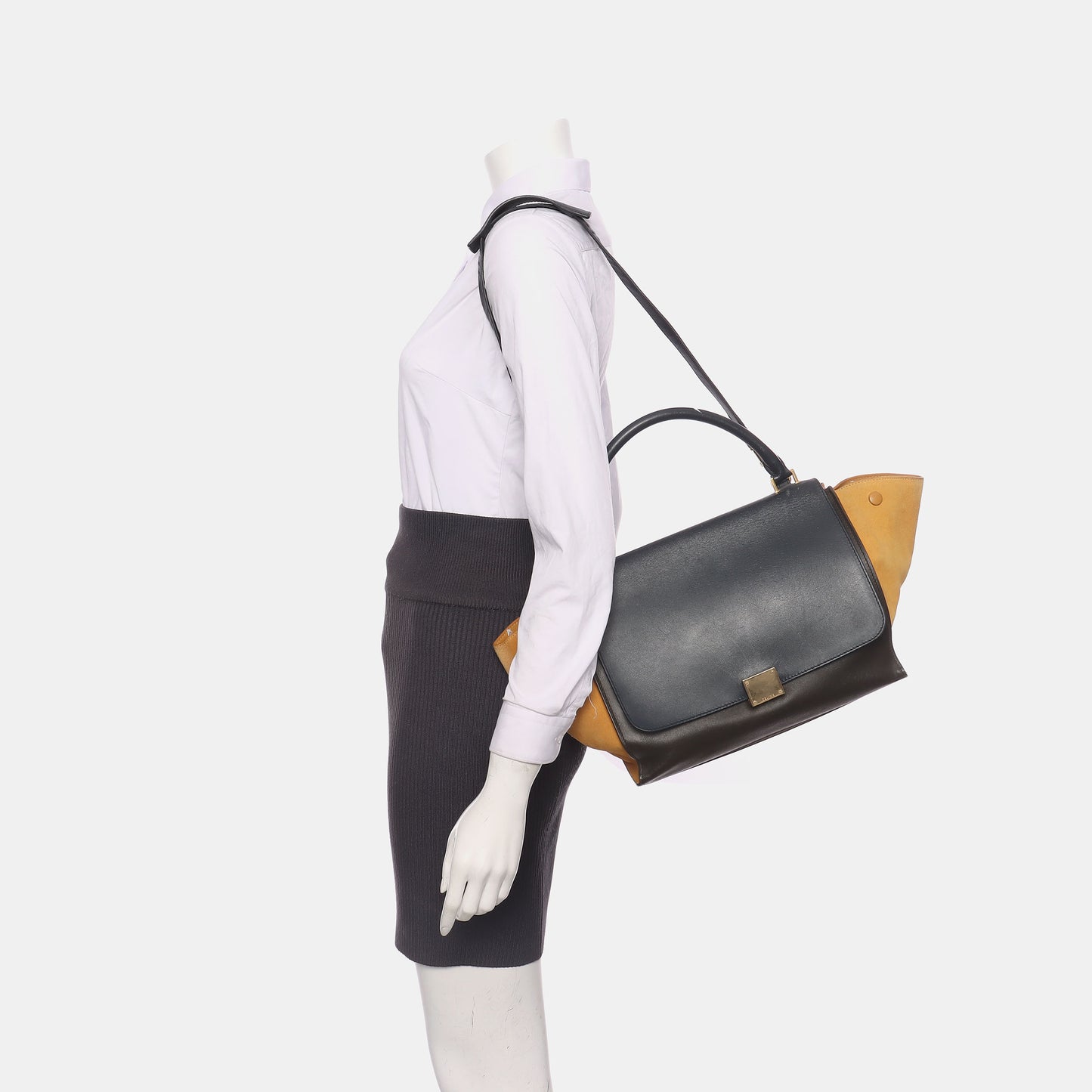 CELINE TRAPEZE Medium size Multicolor Cowhide Hammock Bag Single Shoulder Bag Handbag Golden hardware Removable shoulder strap-(SKU)-938678386