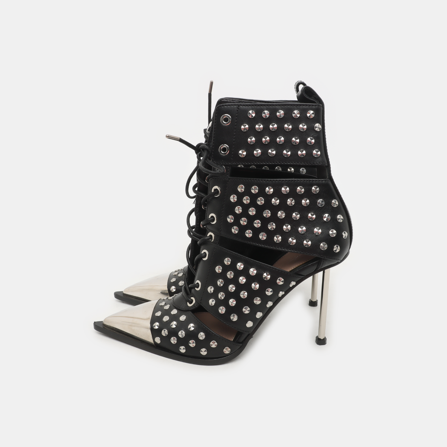 Alexander McQUEEN 37code Spring and Autumn Black Leather Studs Women's High Heels-(SKU)-933862012