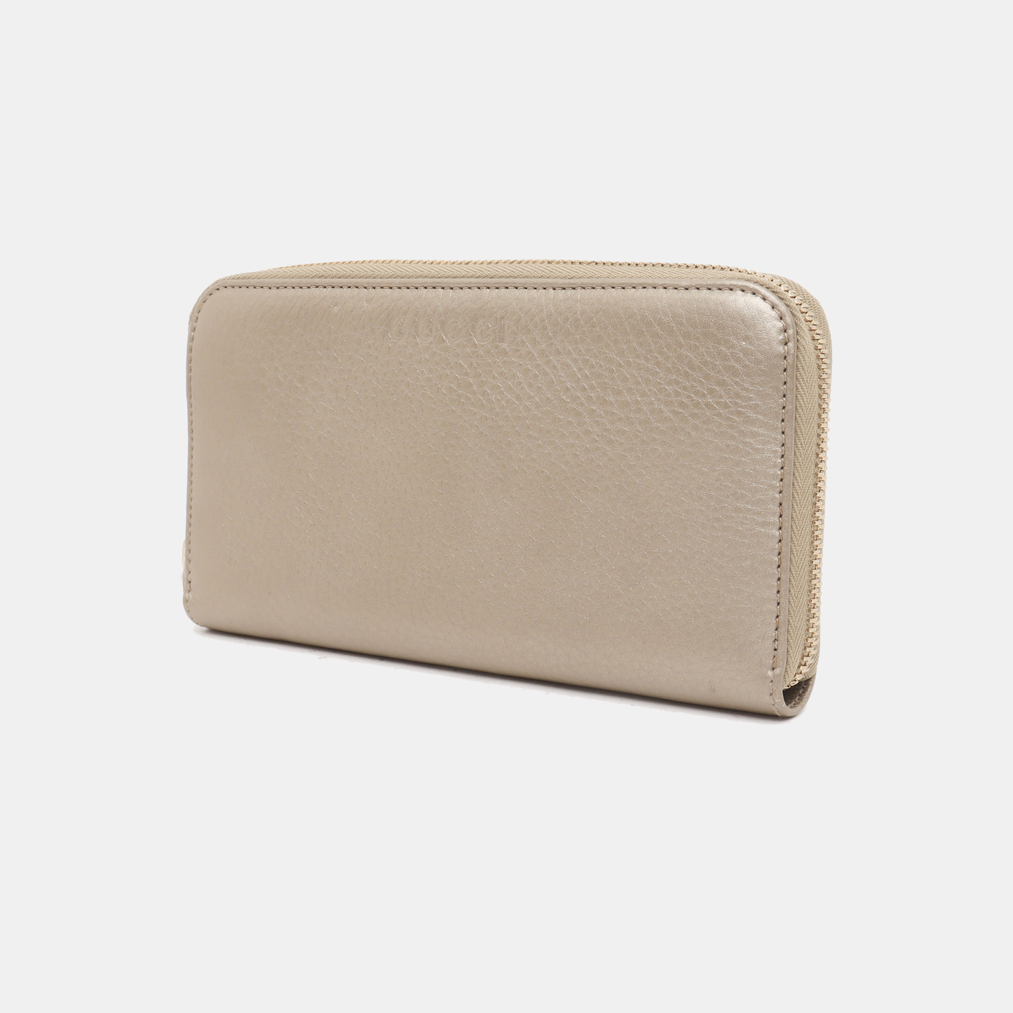 GUCCI Champagne-Colored Cowhide Embossed Wallet Golden hardware-(SKU)-939007917