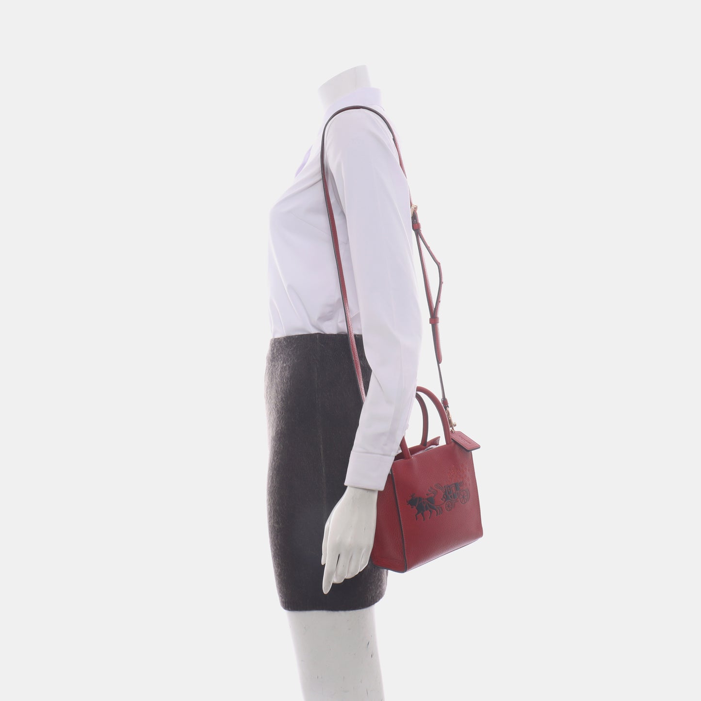 COACH Tote bag Red Leather Carriage Single Shoulder Bag Crossbody Tote Bag Golden hardware Removable shoulder strap-(SKU)-14064903
