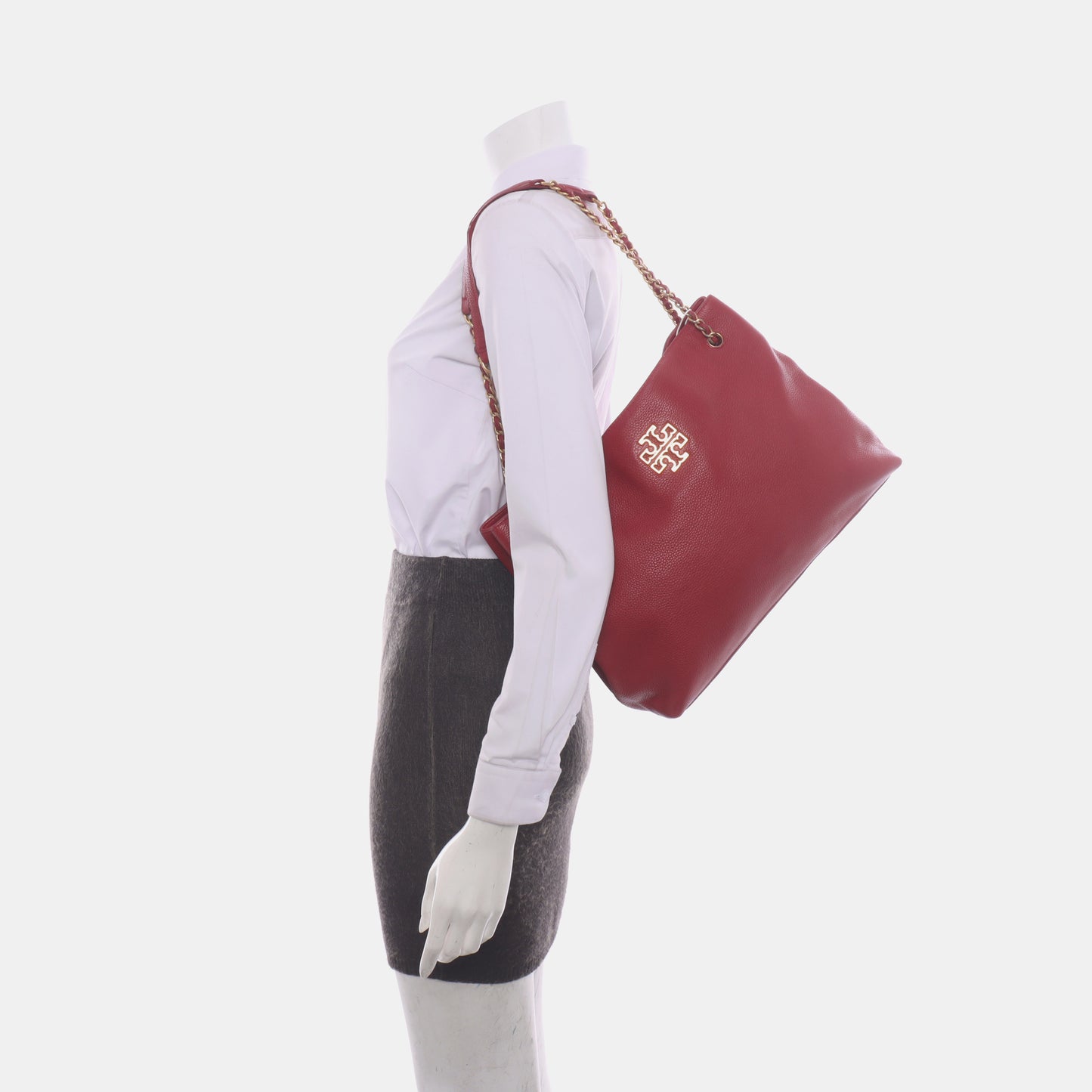 TORY BURCH Britten Red Cowhide Single Shoulder Bag Golden hardware-(SKU)-14400670