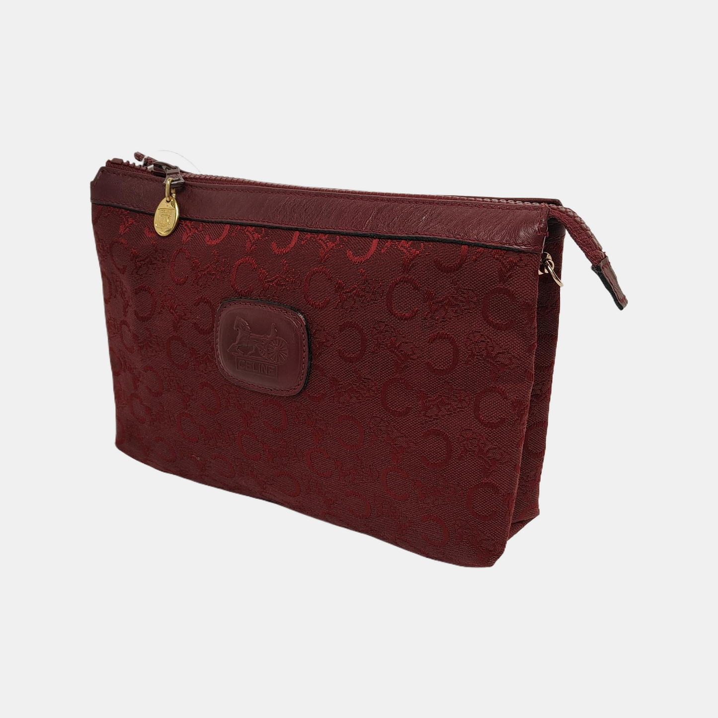 CELINE Red Fabric Jacquard Handbag Silver Hardware-(SKU)-942434157