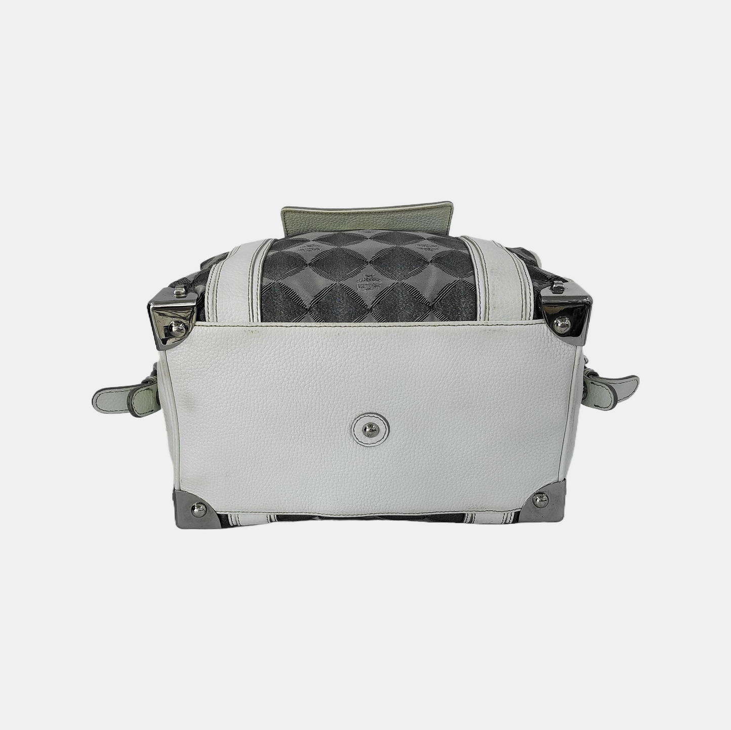 MCM Gray Fabric Jacquard Single Shoulder Bag Silver Hardware-(SKU)-943696572