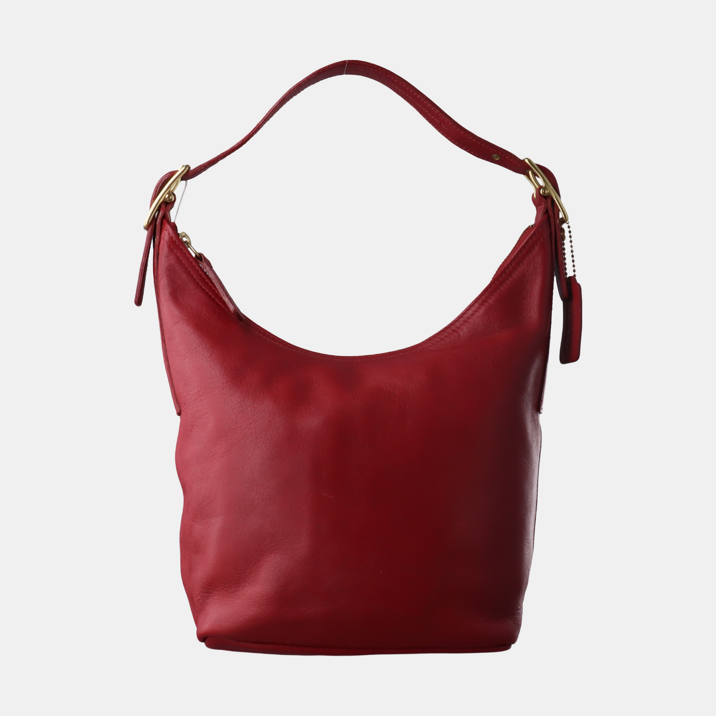 COACH Red Leather Handbag Single Shoulder Bag Golden hardware Removable shoulder strap-(SKU)-934221338