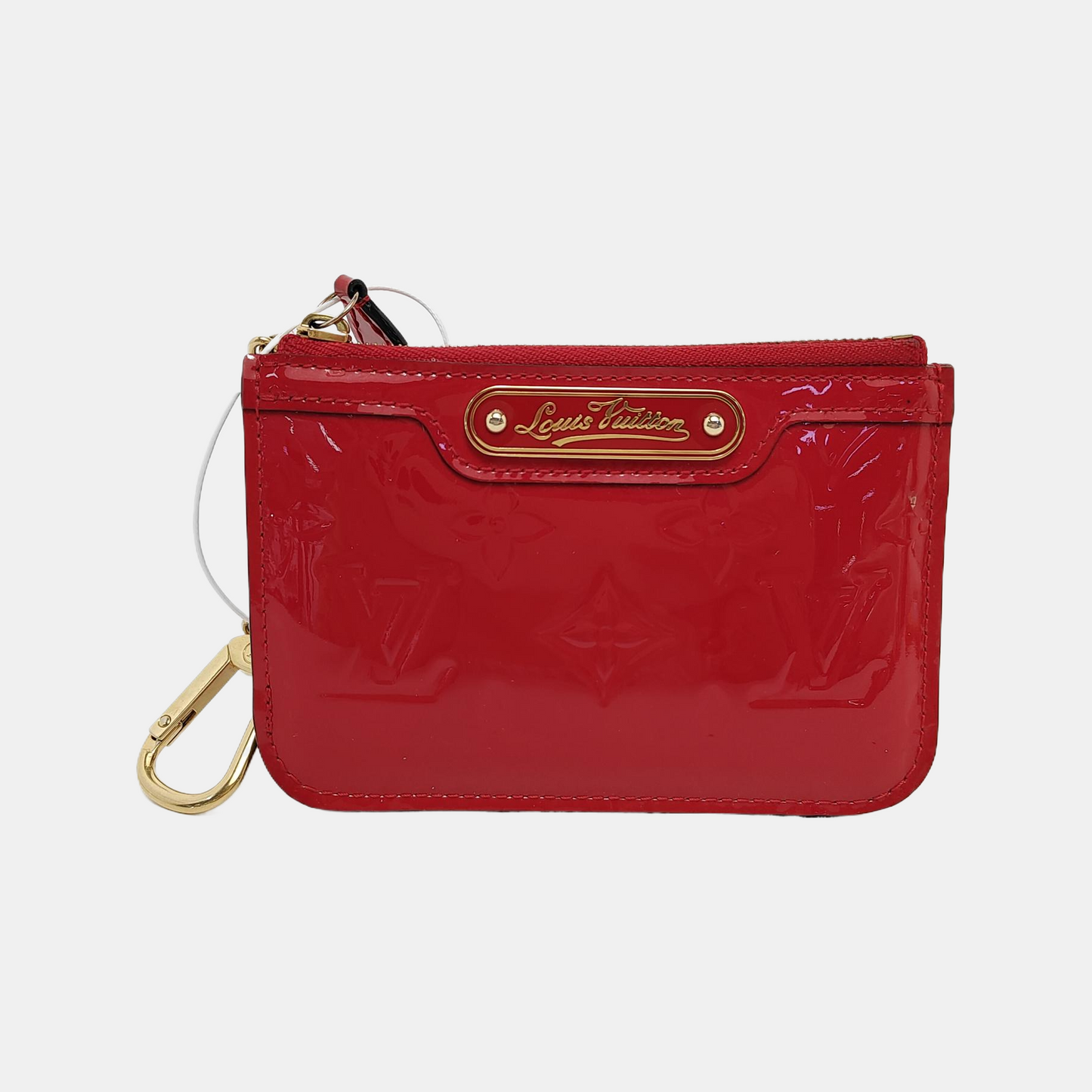 LOUIS VUITTON Red Patent Leather Textured Handbag Golden hardware-(SKU)-944993230