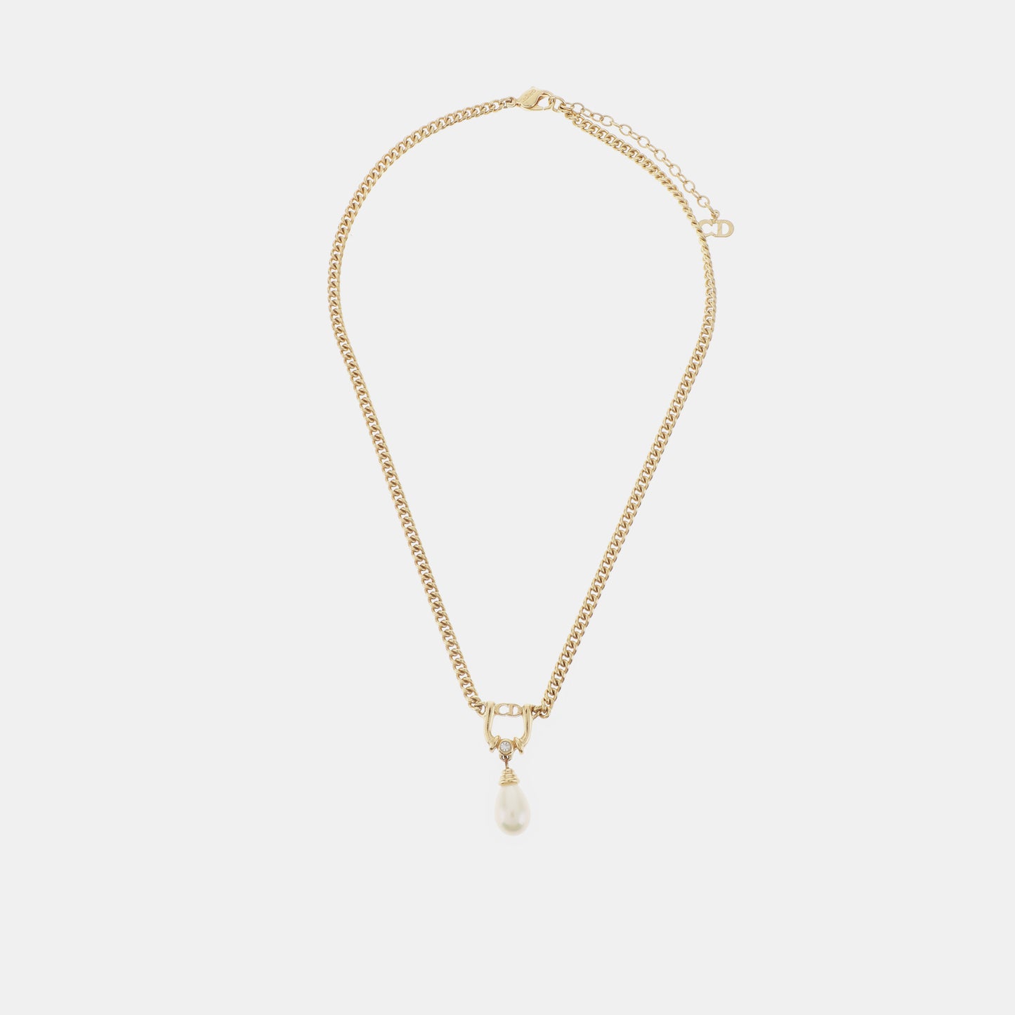 DIOR Gold Alloy Artificial Pearl and Diamond Necklace Length44cm-(SKU)-941361865