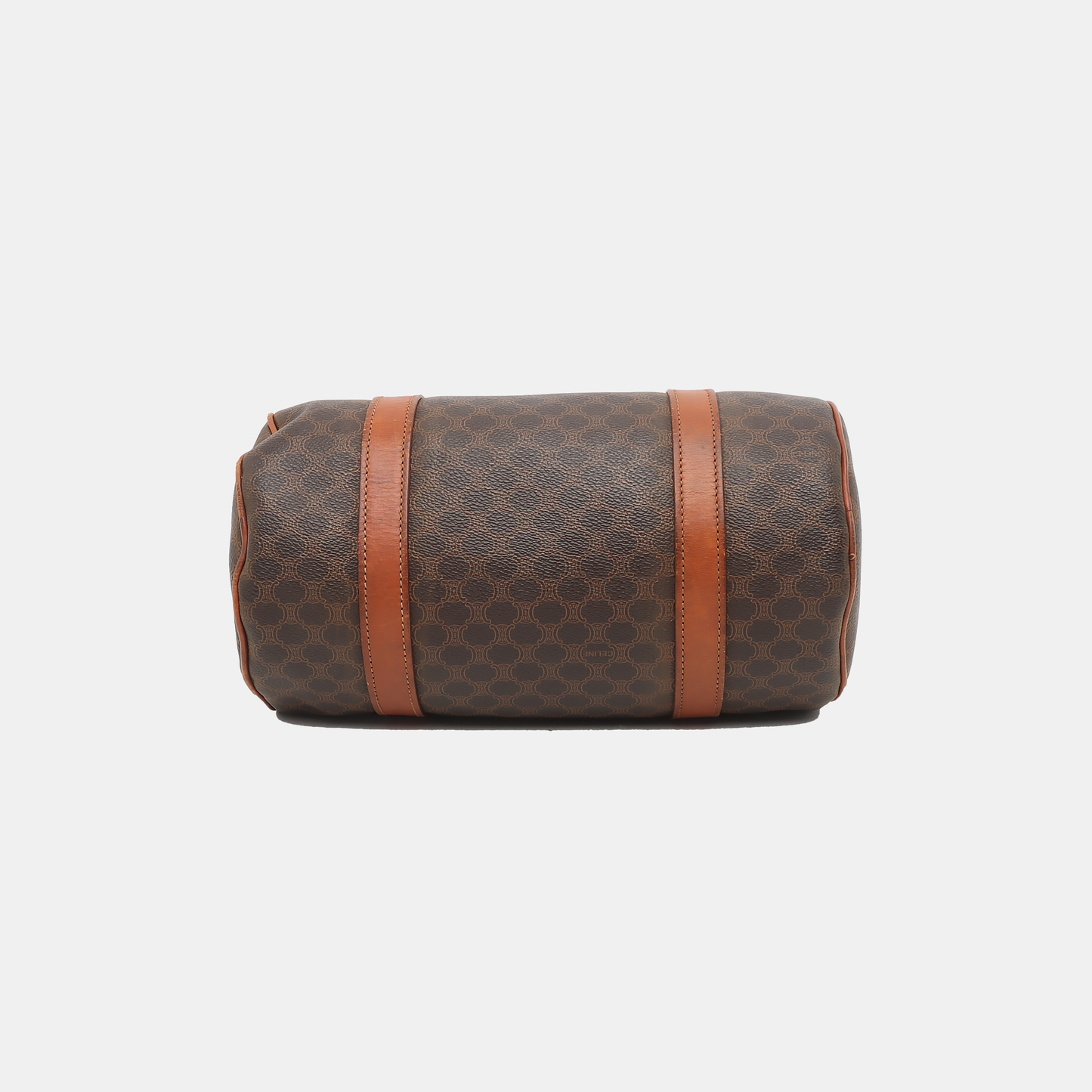 CELINE MACADAM BOSTON Brown Coated Canvas Monogrammed Single Shoulder Bag Golden hardware-(SKU)-933287333