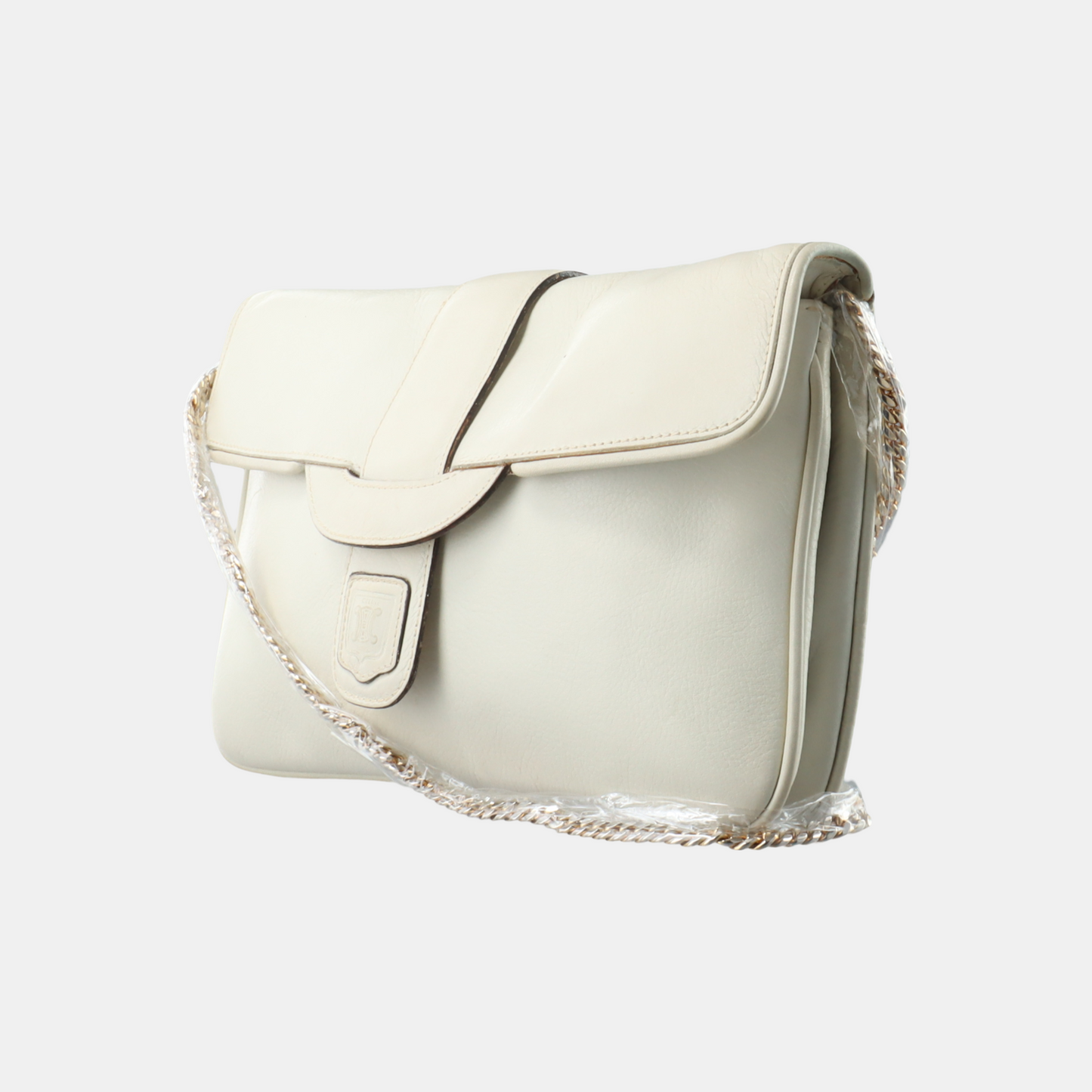CELINE White Leather Single Shoulder Bag Golden hardware Removable shoulder strap-(SKU)-932491482