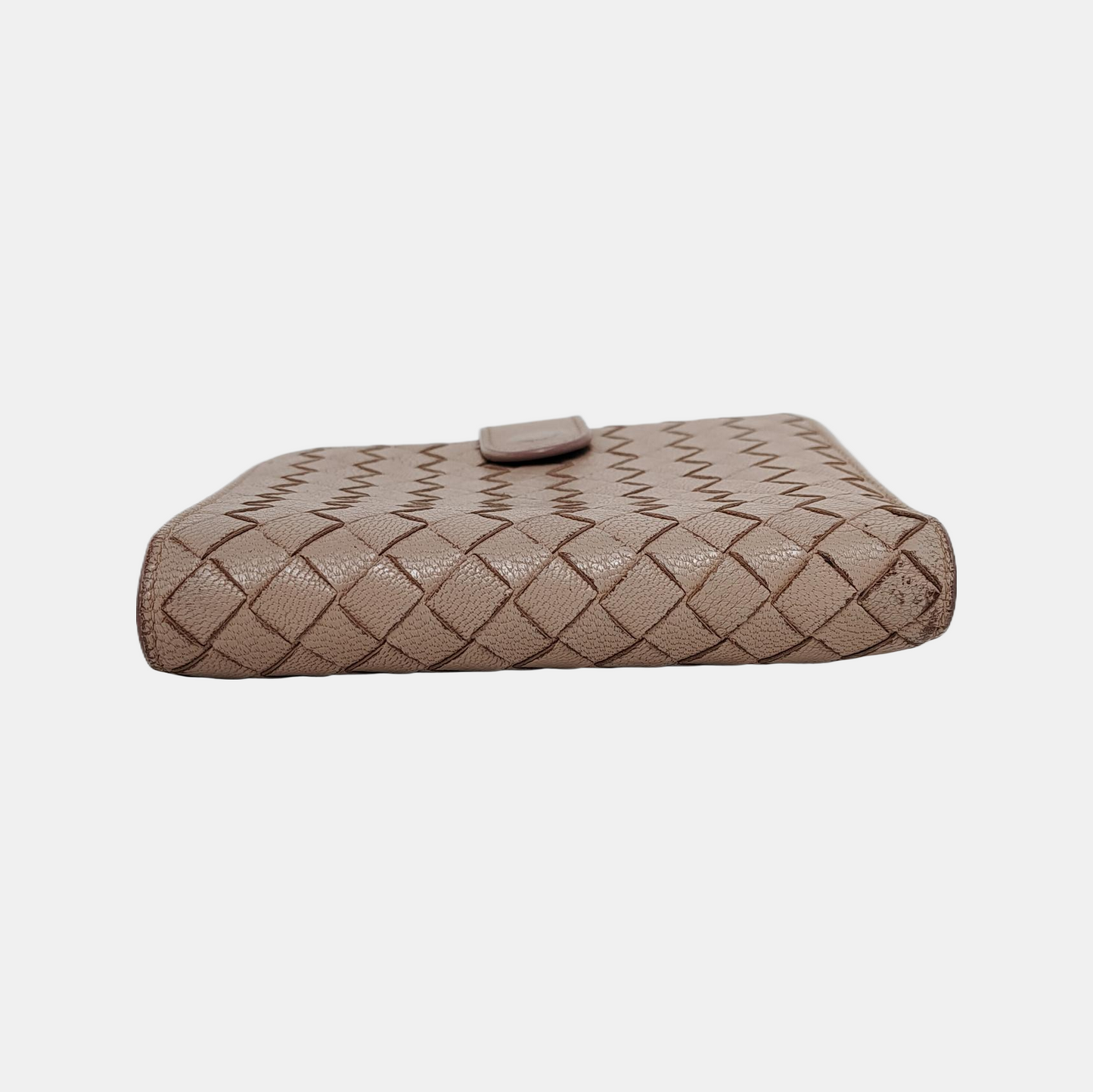 BOTTEGA VENETA Beige Calfskin Woven Wallet Silver Hardware-(SKU)-945922858