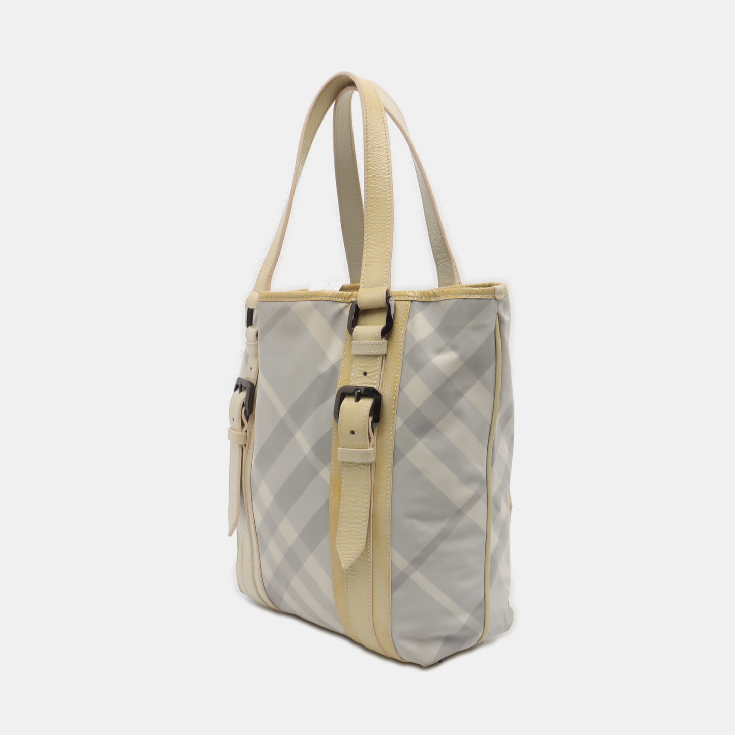 BURBERRY Lowry Light Gray Fabric Tote Bag Black hardware shoulder straps-(SKU)-936956397