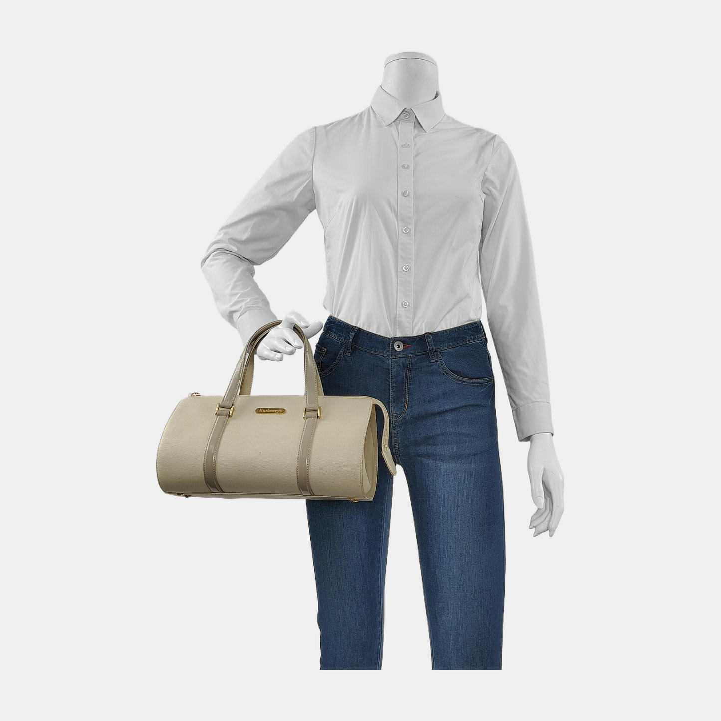 BURBERRY Beige Leather Tote Bag Golden hardware-(SKU)-944138896