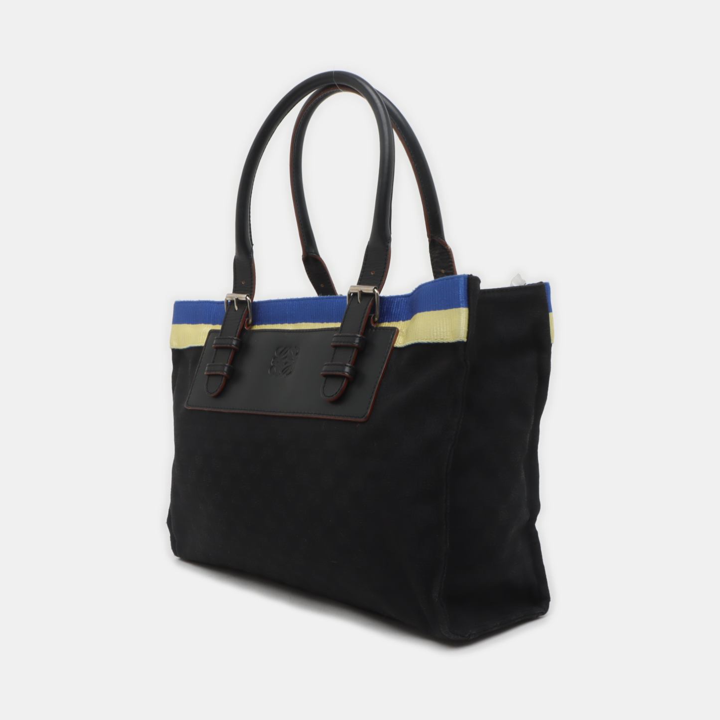 LOEWE Tote bag Black Fabric Single Shoulder Bag Handbag Silver Hardware shoulder straps-(SKU)-935826697