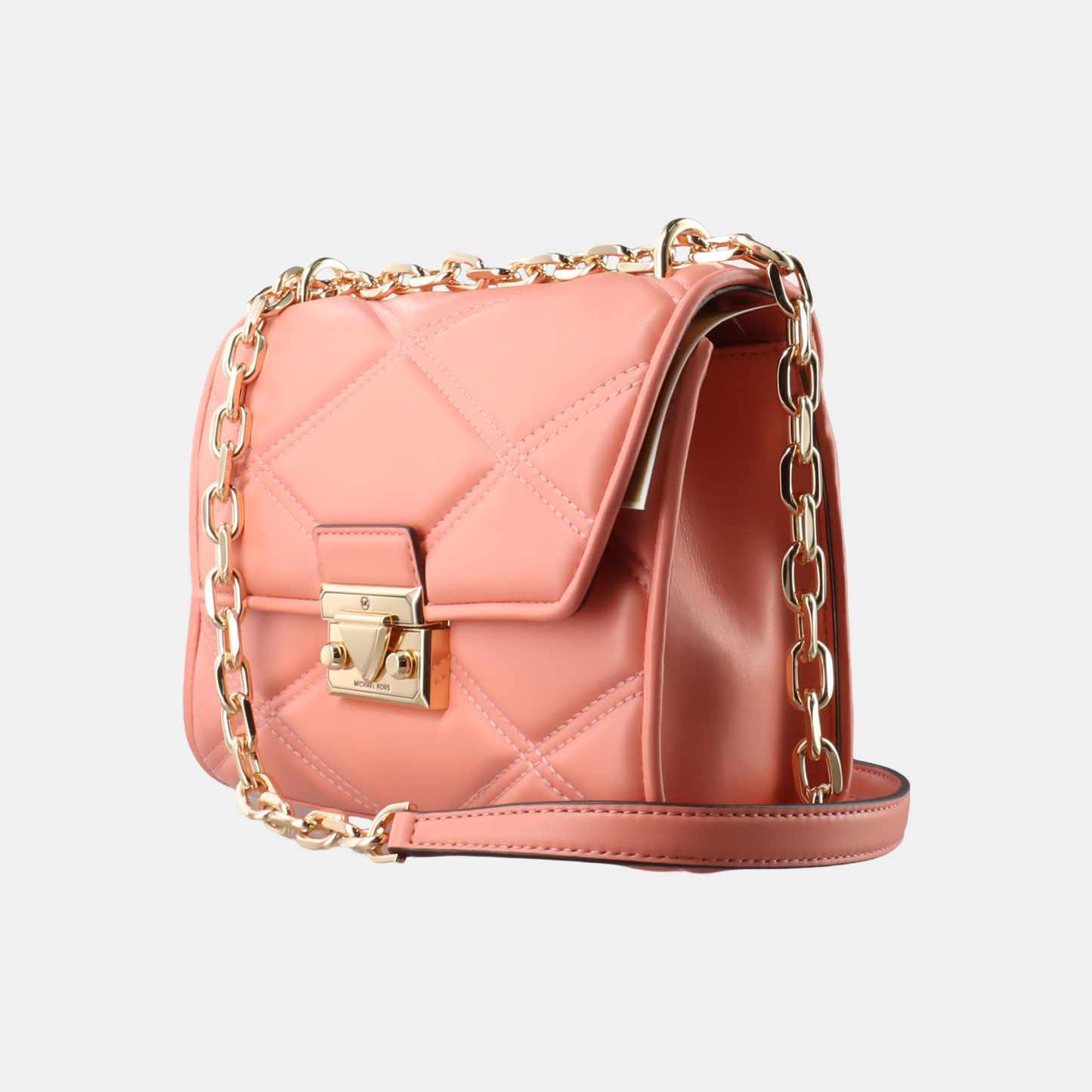 MICHAEL KORS Serena Medium size Blush Pink Leather Quilted Shoulder Bag Crossbody Bag Tote Bag Golden hardware-(SKU)-936596996