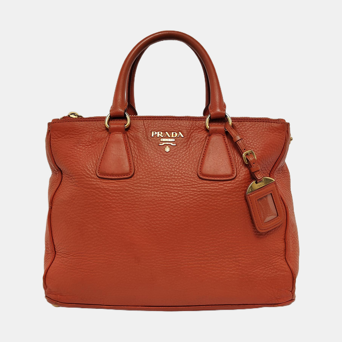 PRADA Tote bag Orange Cowhide Handbag Golden hardware-(SKU)-943907570