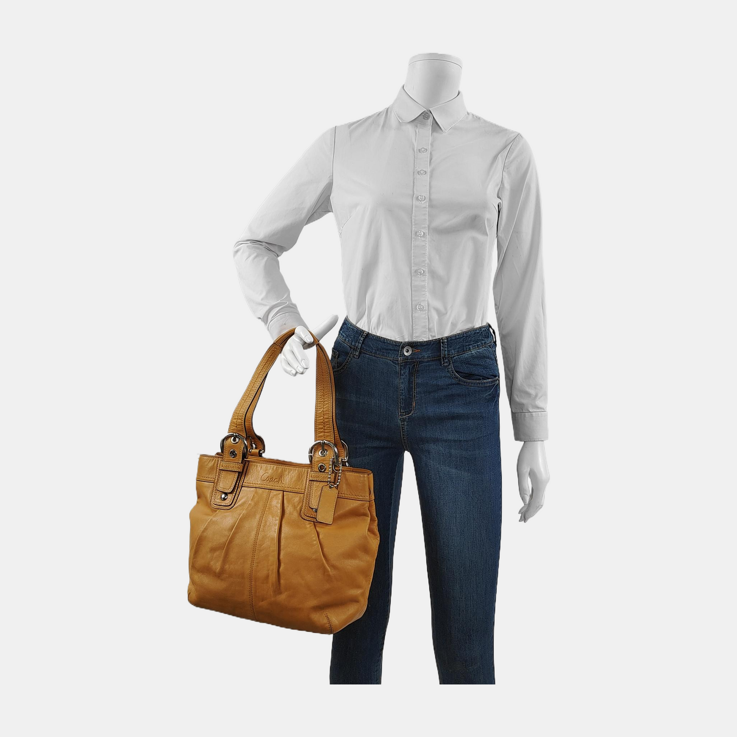 COACH SOHO Mustard Yellow Leather Shoulder Bag Handbag Silver Hardware shoulder straps-(SKU)-943933533