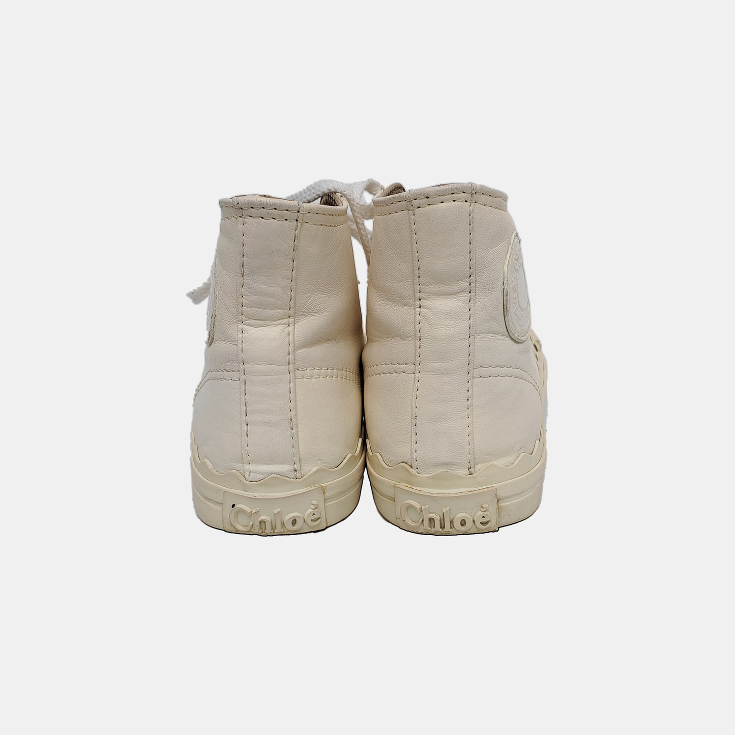 Chloé 38code Autumn and Spring Beige Leather Women's High Top Casual Sneakers-(SKU)-944082638