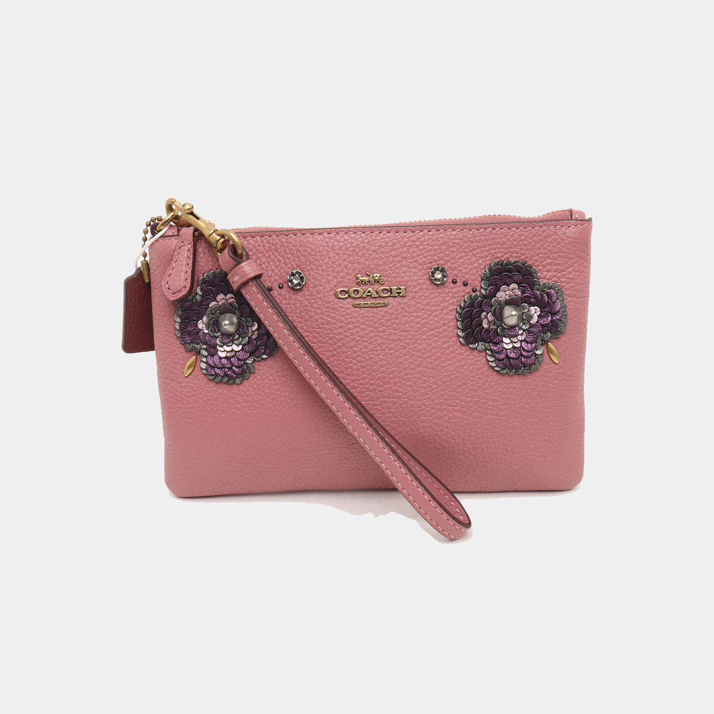 COACH Pink Leather Studs Carriage Handbag Golden hardware-(SKU)-937917474