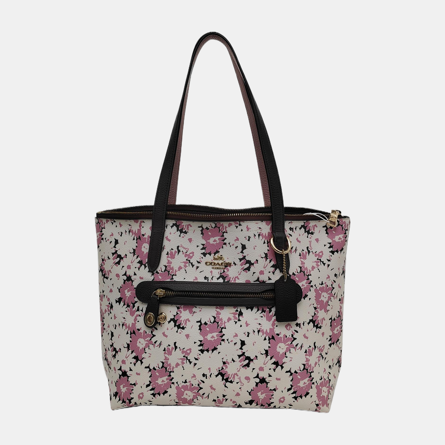 COACH Tote bag Large size White Coated Canvas Printed Carriage Single Shoulder Bag Handbag Golden hardware-(SKU)-942425943