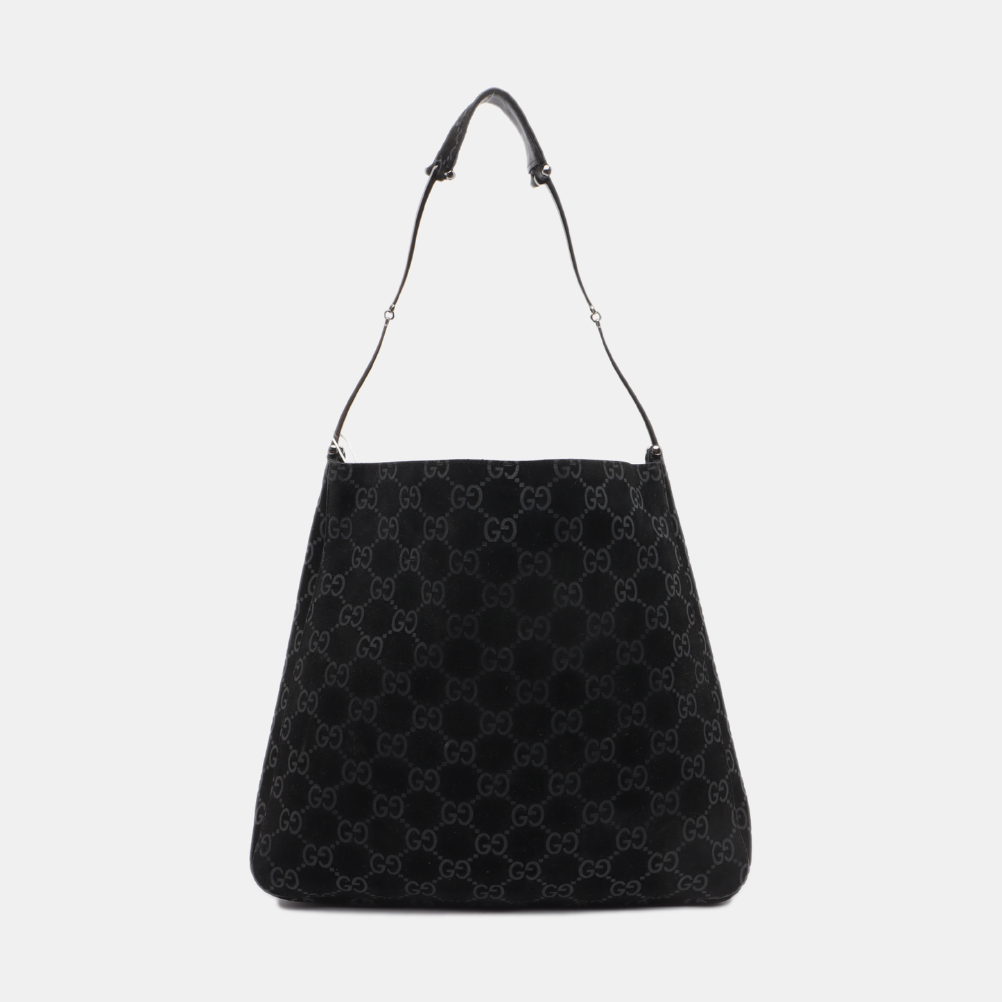 GUCCI Black Suede Single Shoulder Bag Silver Hardware Sub-bag-(SKU)-14221484