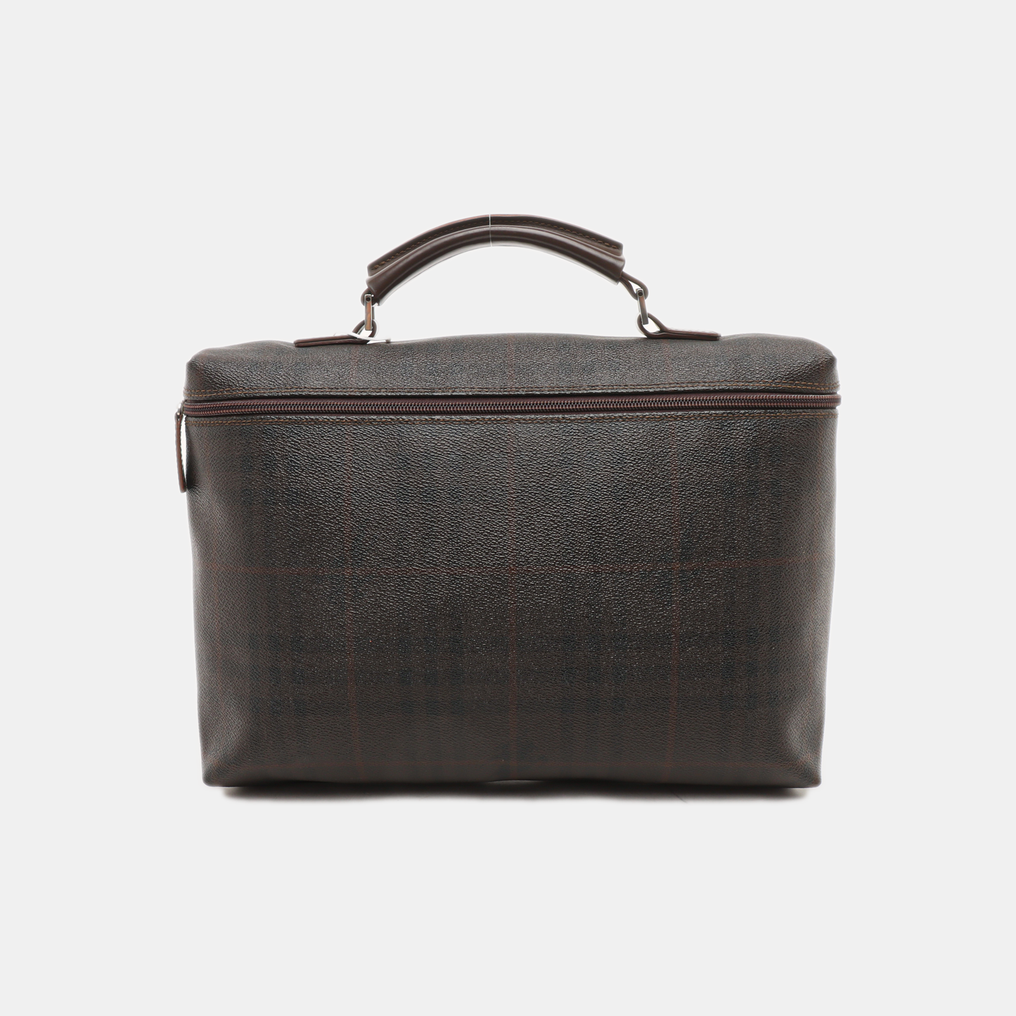BURBERRY Dark brown coated canvas printed handbag Silver Hardware-(SKU)-14497156
